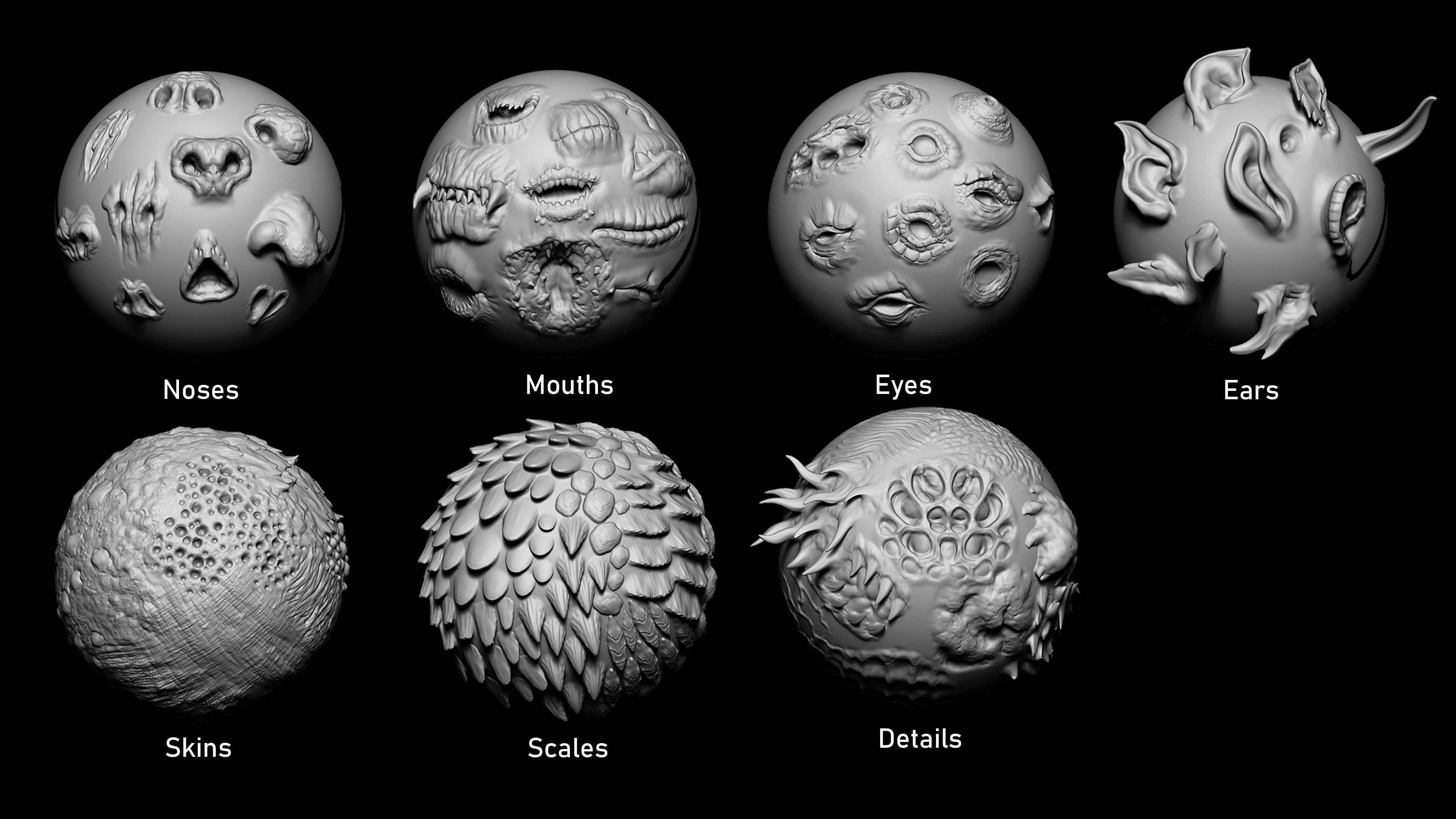 Zbrush and Blender - 100 Creature Brush Mega Pack 3D model | CGTrader
