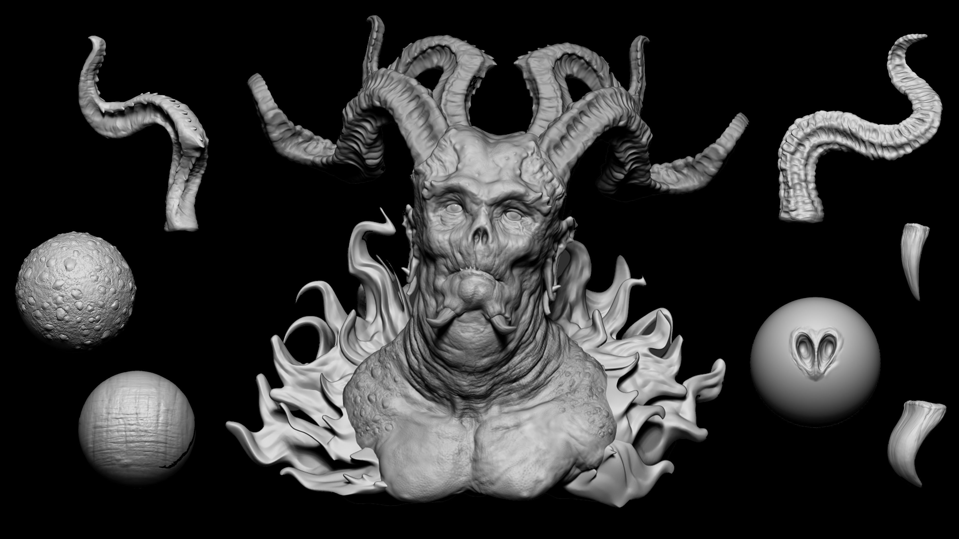 Zbrush and Blender - 100 Creature Brush Mega Pack 3D model | CGTrader