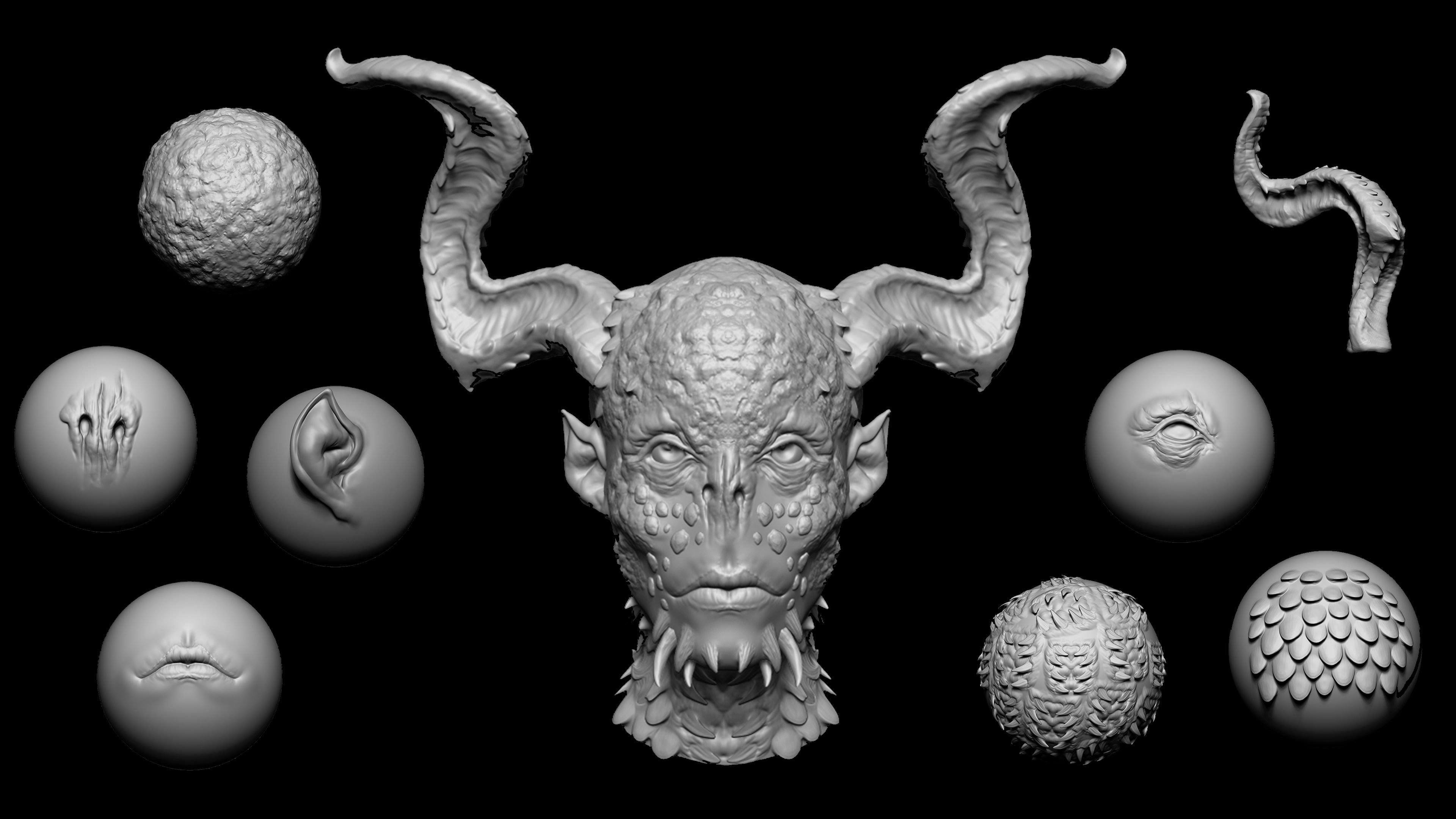 Zbrush and Blender - 100 Creature Brush Mega Pack 3D model | CGTrader