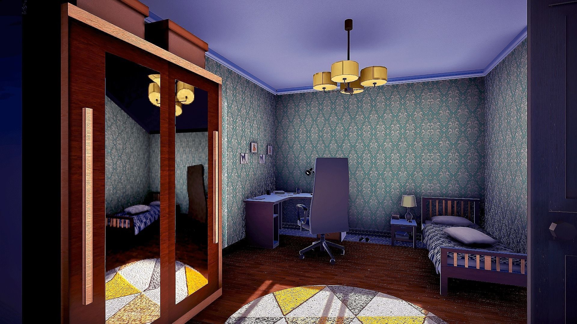 Realistic House Interior and Exterior Low-poly 3D model_5