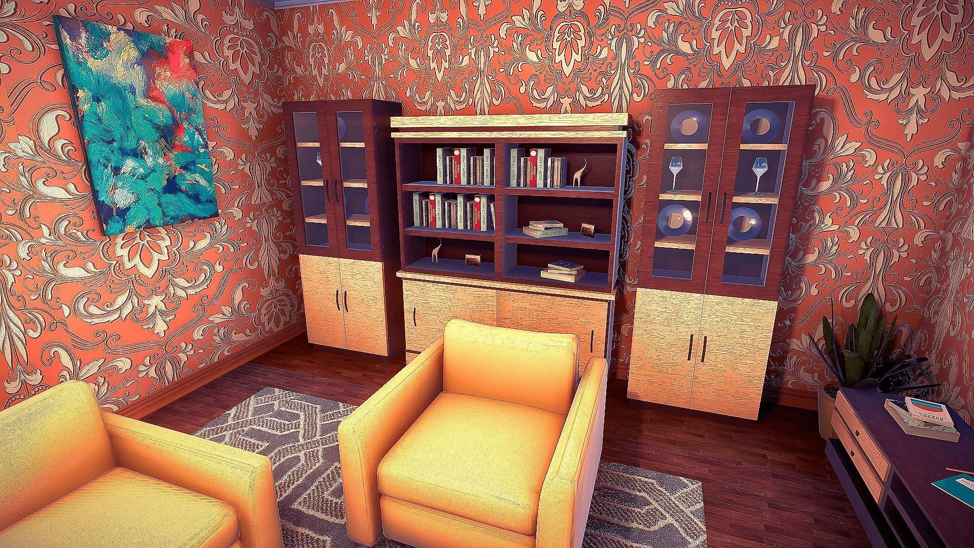 Realistic House Interior and Exterior Low-poly 3D model_14