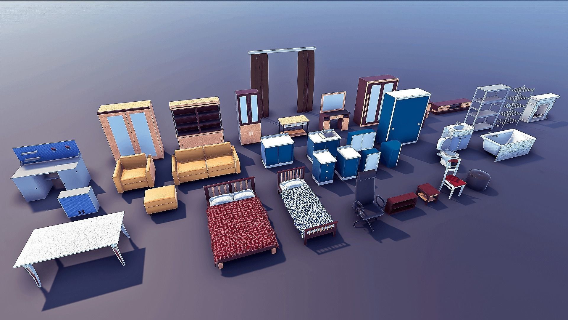 Realistic House Interior and Exterior Low-poly 3D model_30