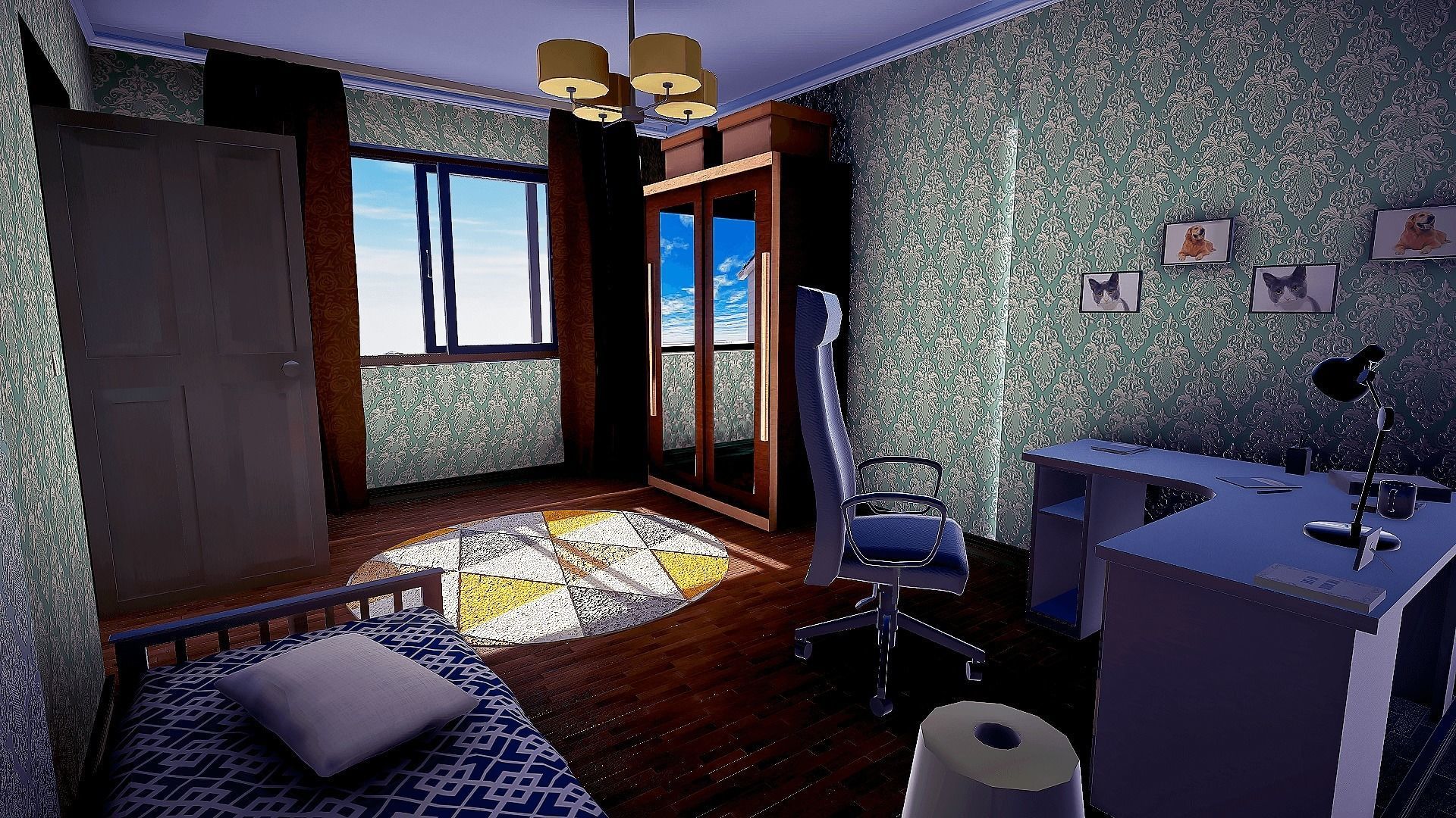 Realistic House Interior and Exterior Low-poly 3D model_20