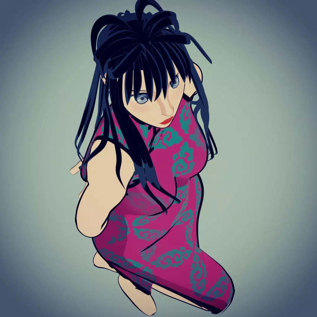 Xiaohua girl in dress Free low-poly 3D model