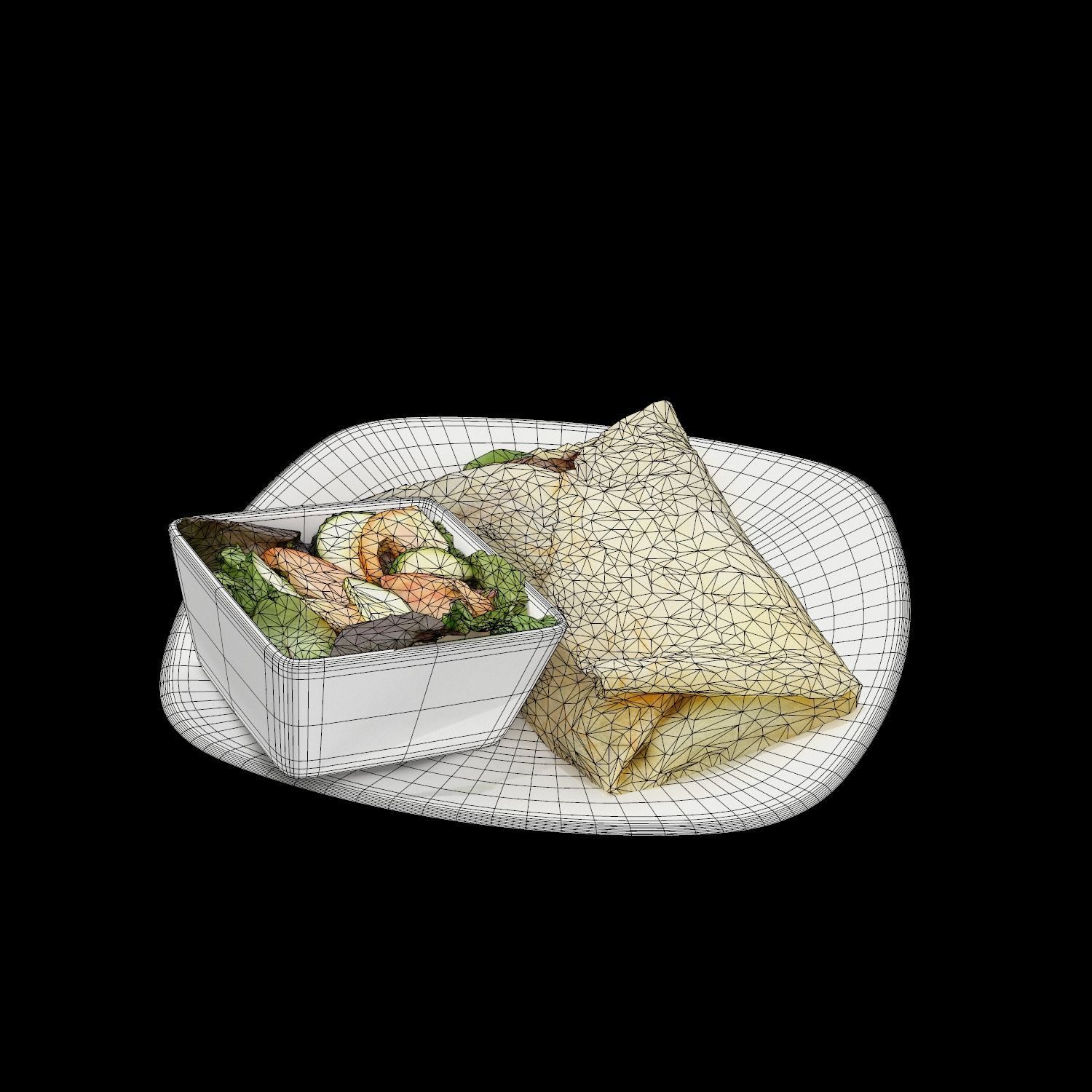 Cheese steak Low-poly 3D model_6