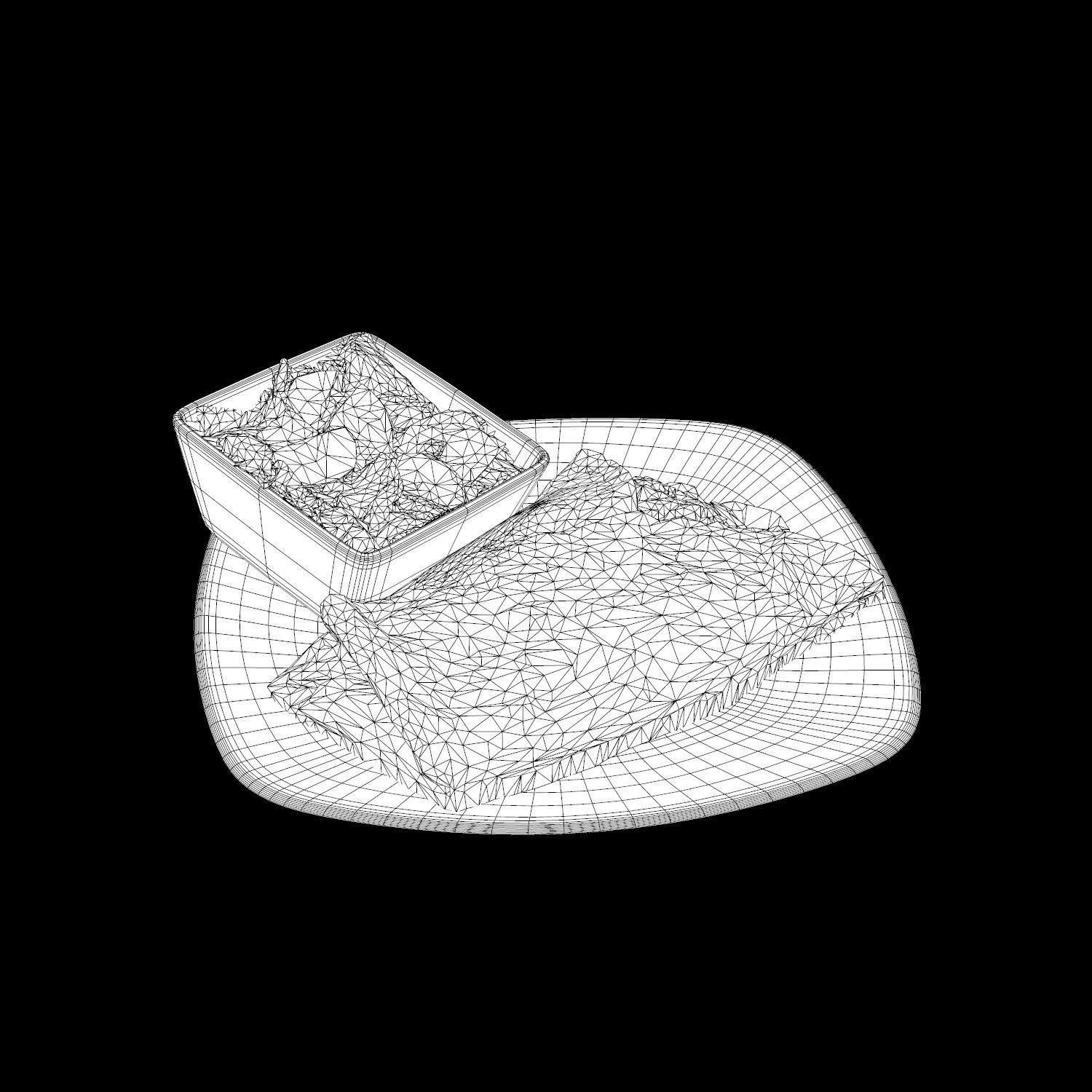 Cheese steak Low-poly 3D model_16