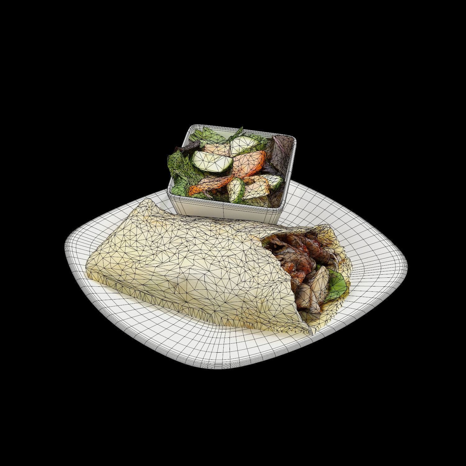 Cheese steak Low-poly 3D model_9