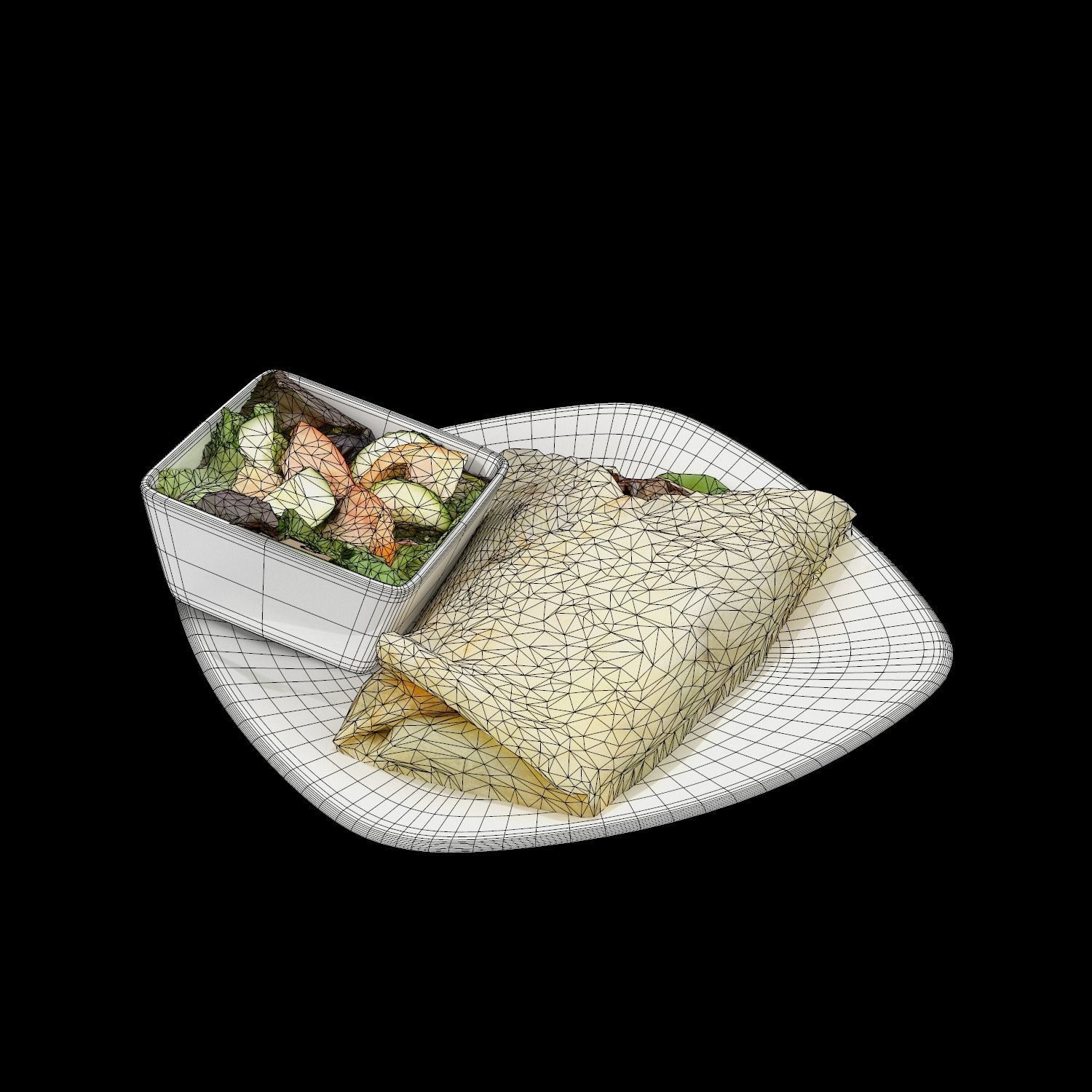 Cheese steak Low-poly 3D model_10