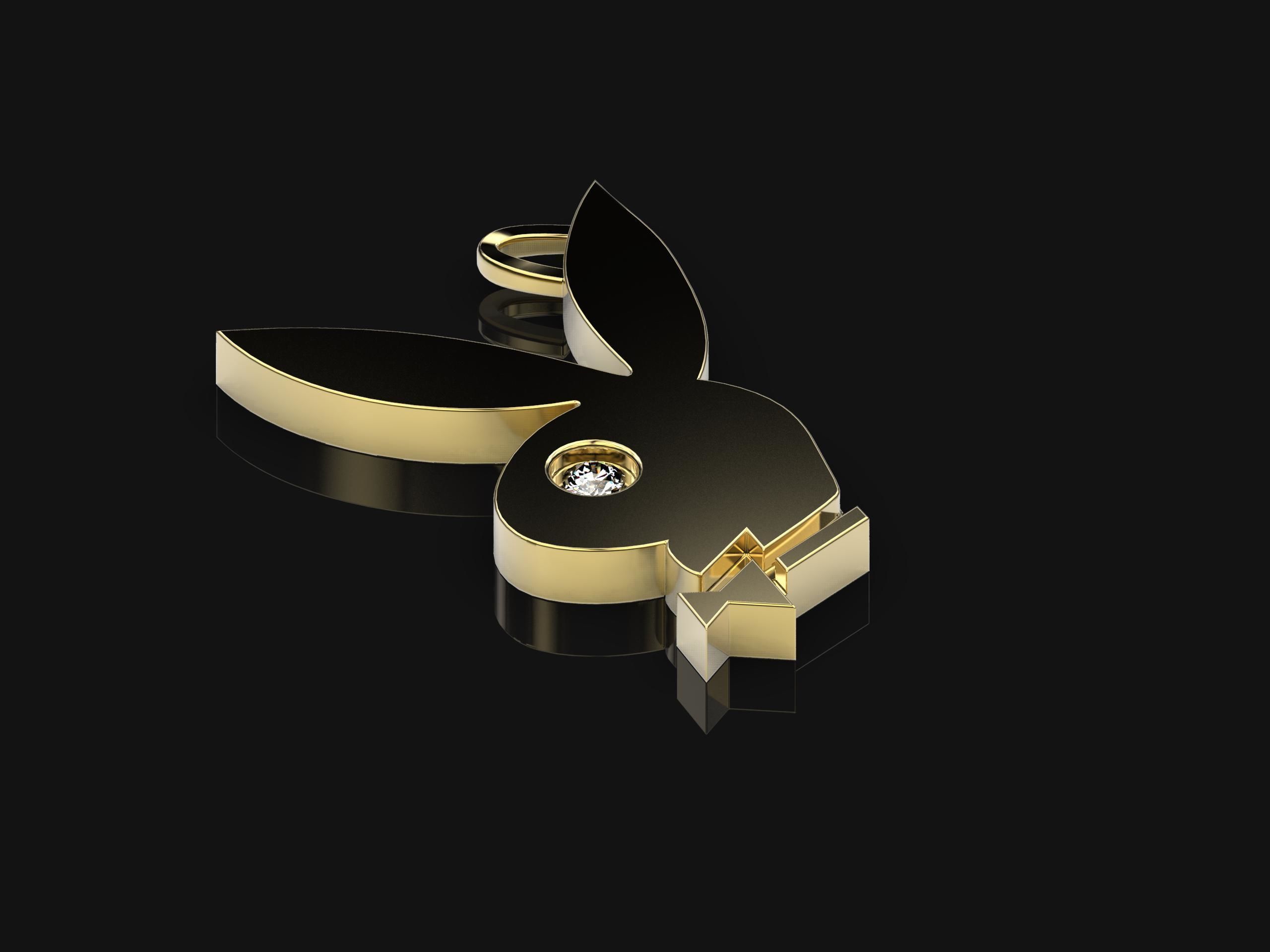 Playboy gold bunny pendant 3D print model_1