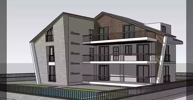 villa apartment building with swimming pool