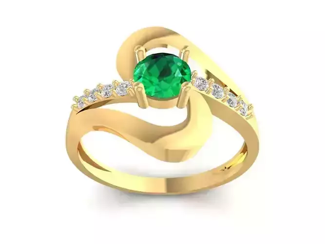 Elegant Emerald Wave Ring for Women  945