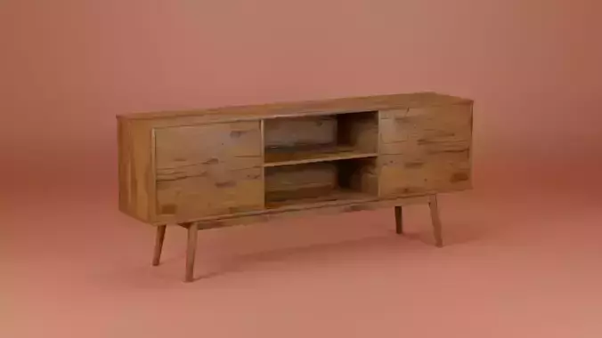 Media Console Unit 200x45x80 Low-poly 3D model