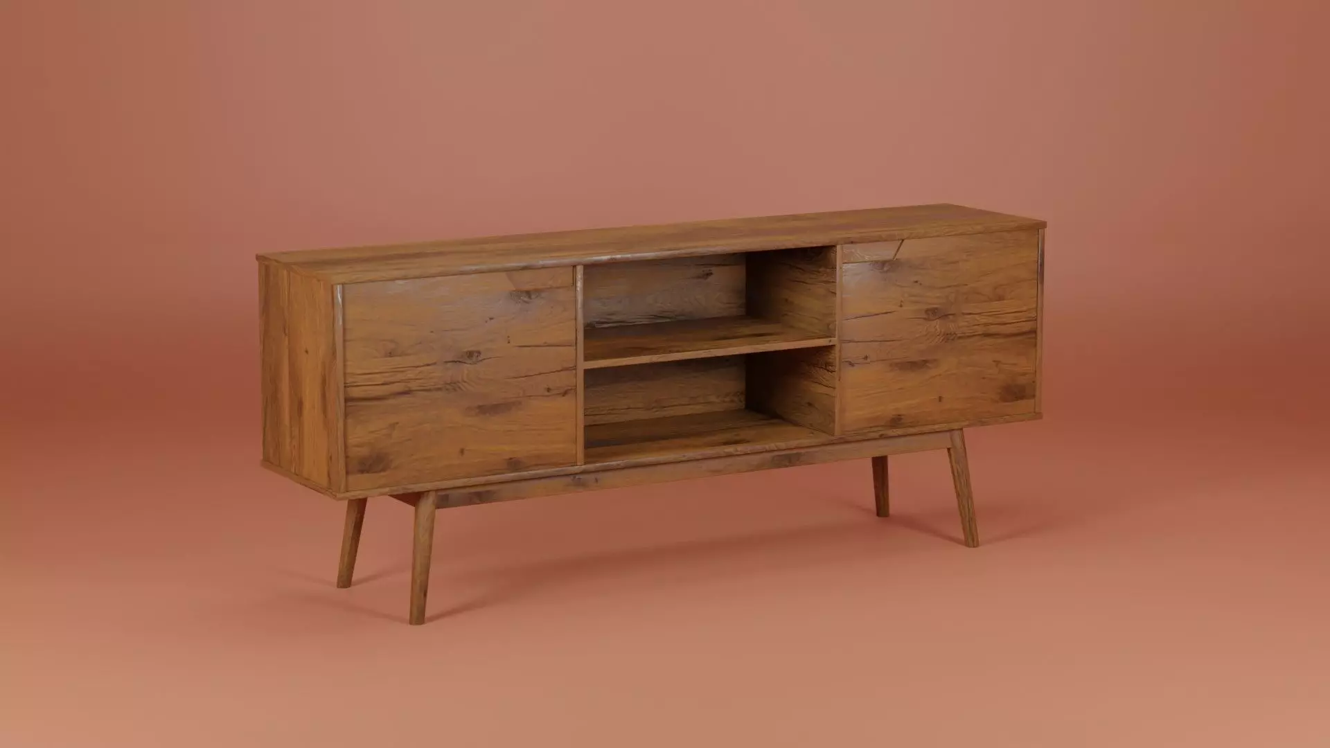 Media Console Unit 200x45x80 Low-poly 3D model_0