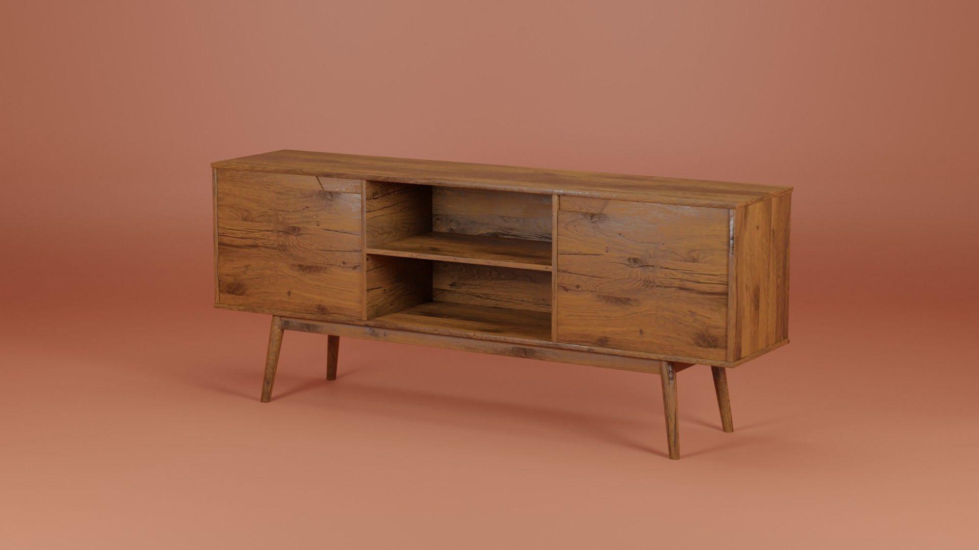 Media Console Unit 200x45x80 Low-poly 3D model_2