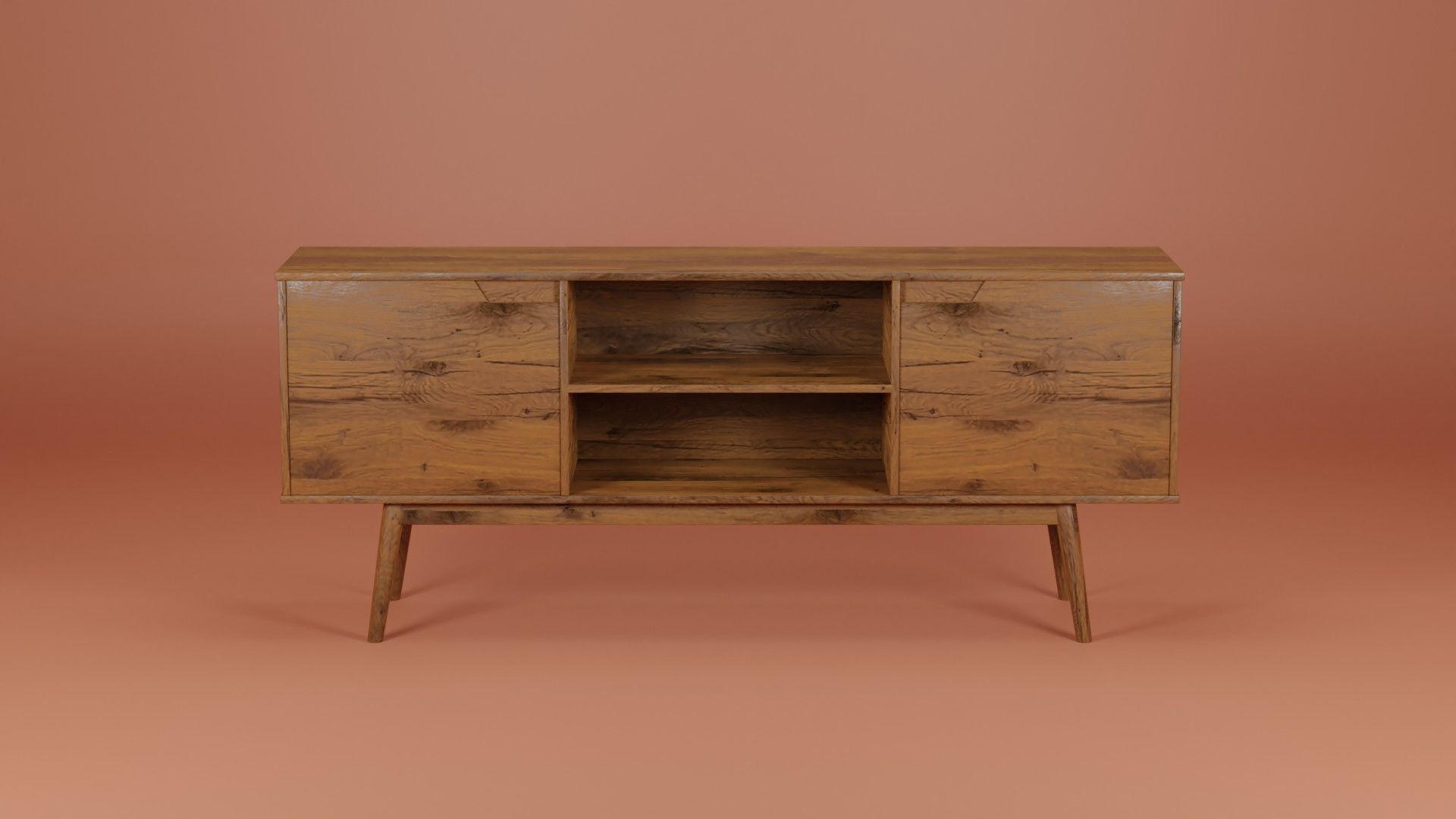 Media Console Unit 200x45x80 Low-poly 3D model_1