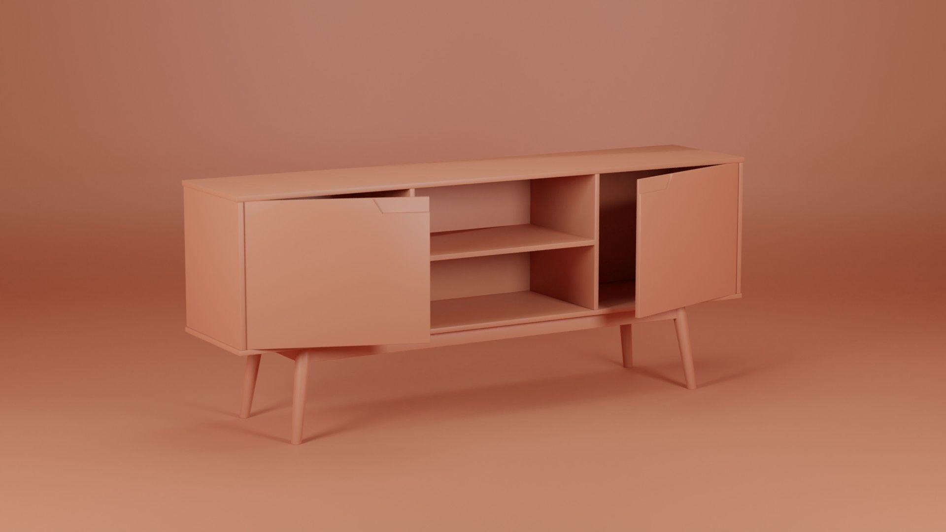 Media Console Unit 200x45x80 Low-poly 3D model_4