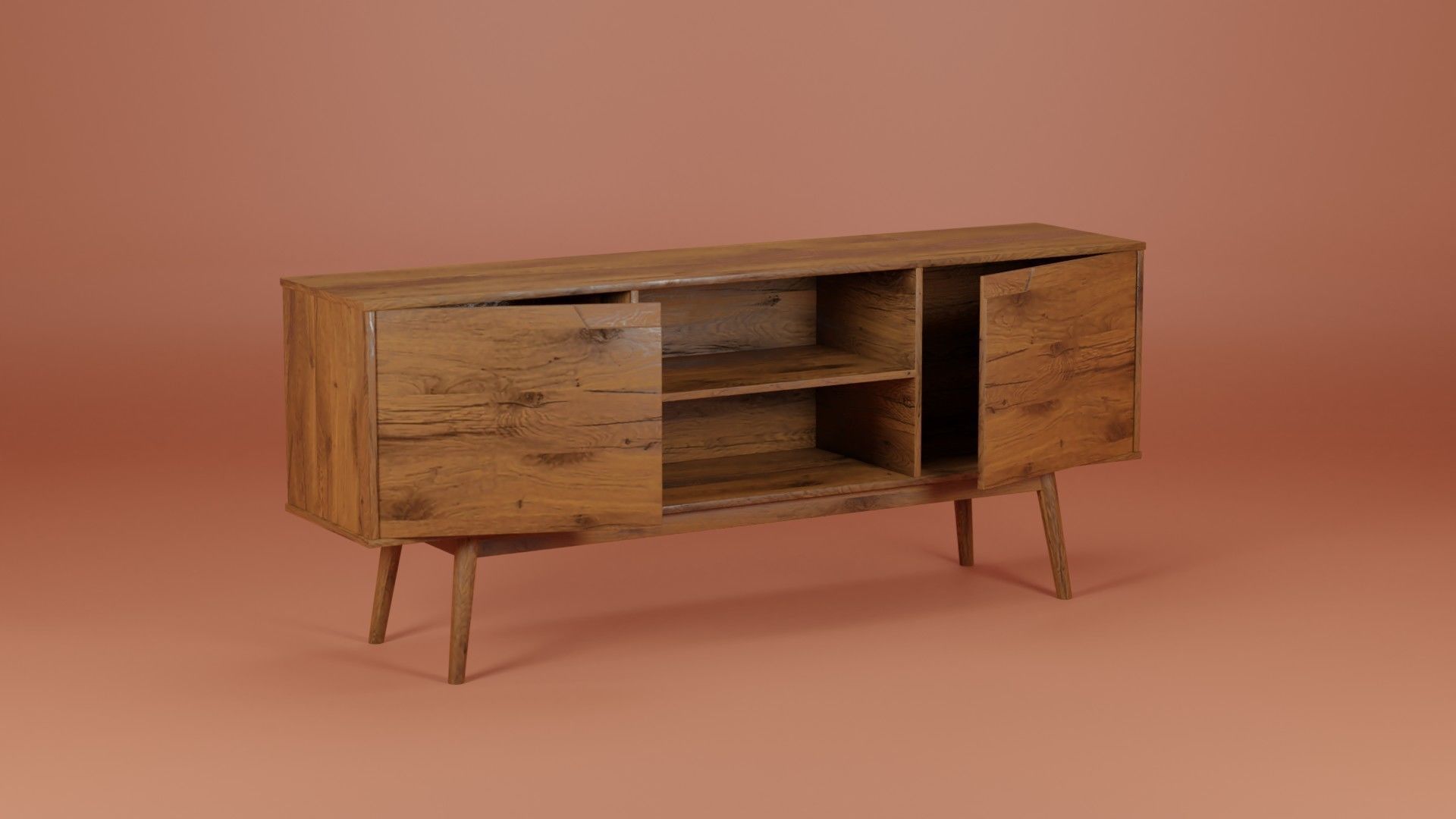 Media Console Unit 200x45x80 Low-poly 3D model_3