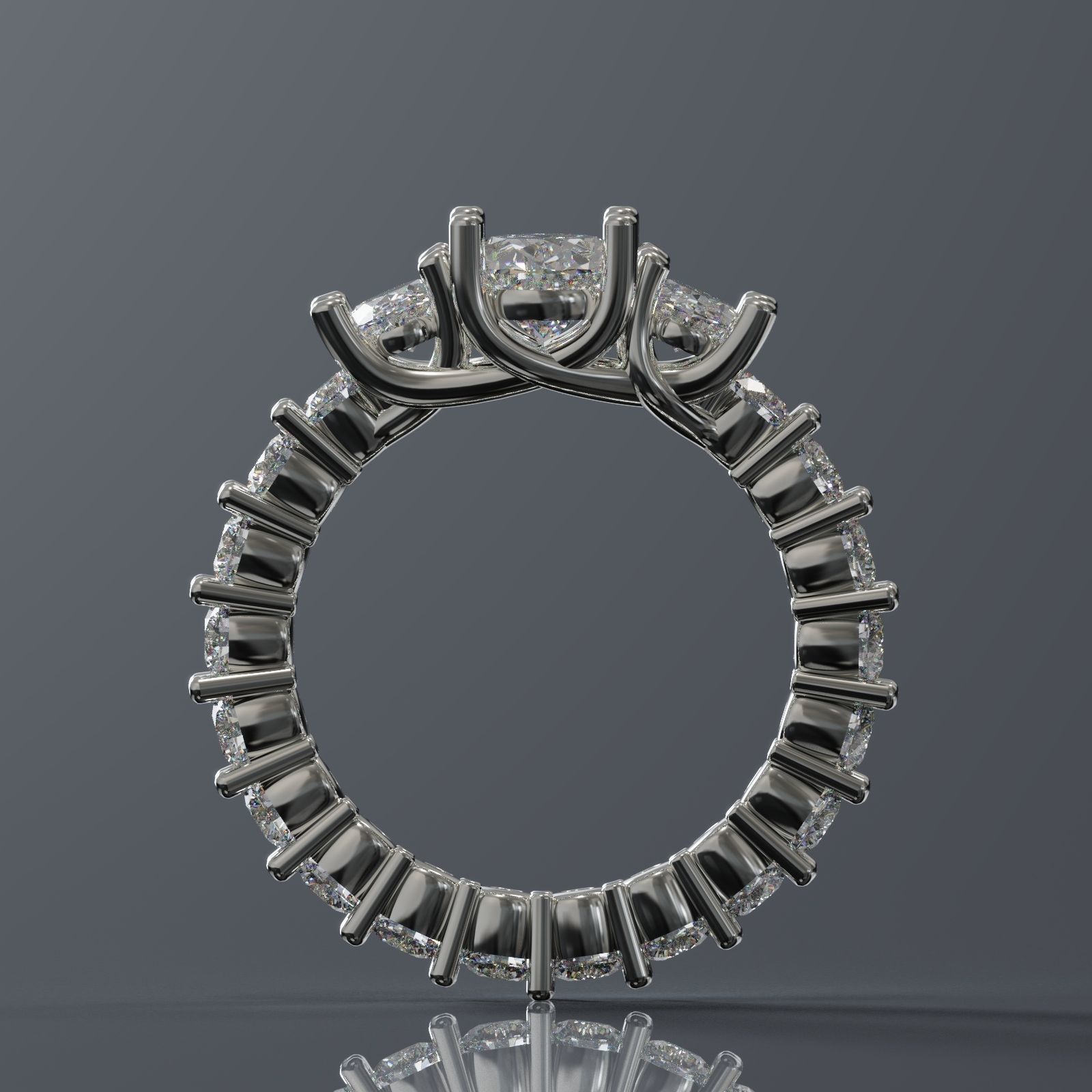 tree stone engagament ring 3D print model_1