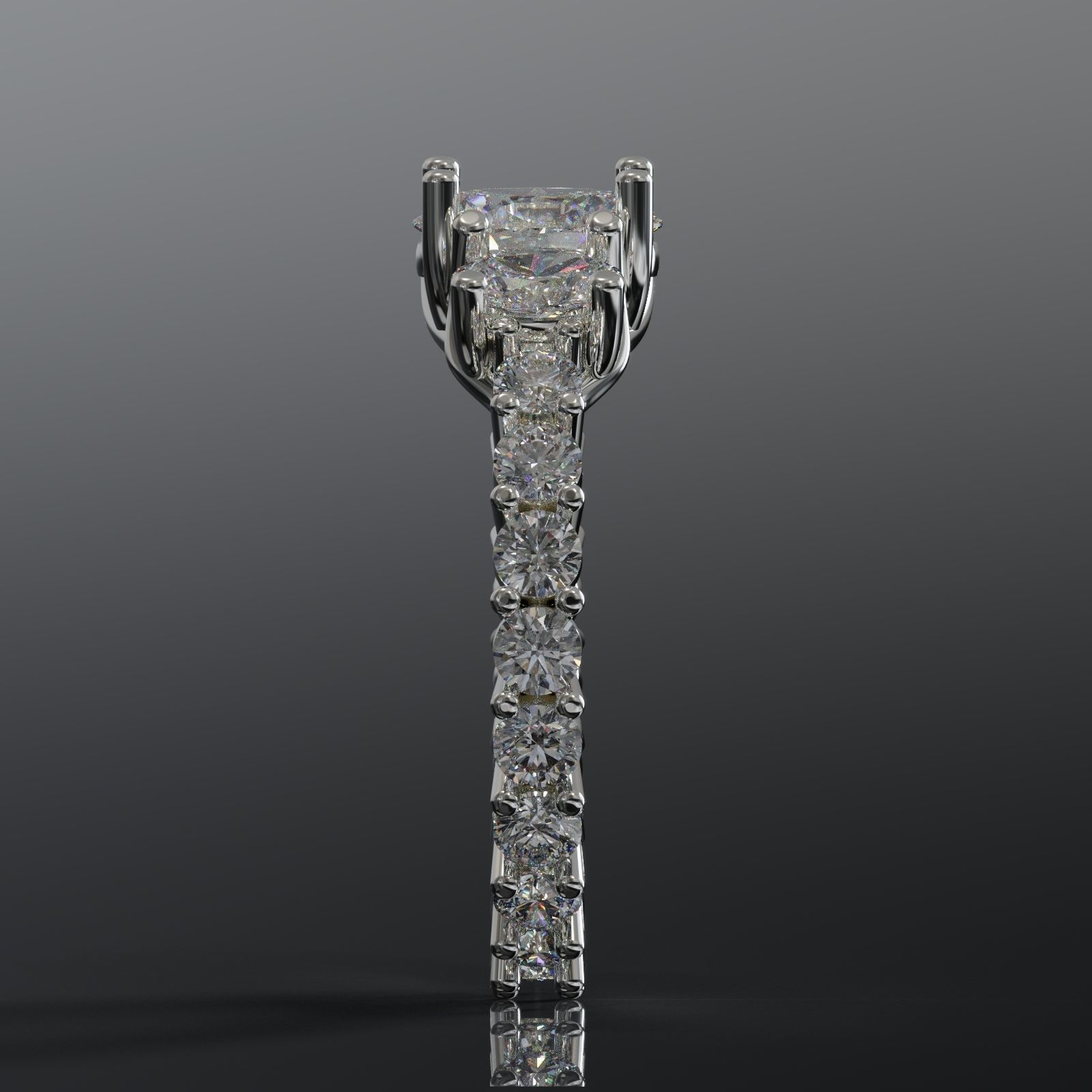 tree stone engagament ring 3D print model_2