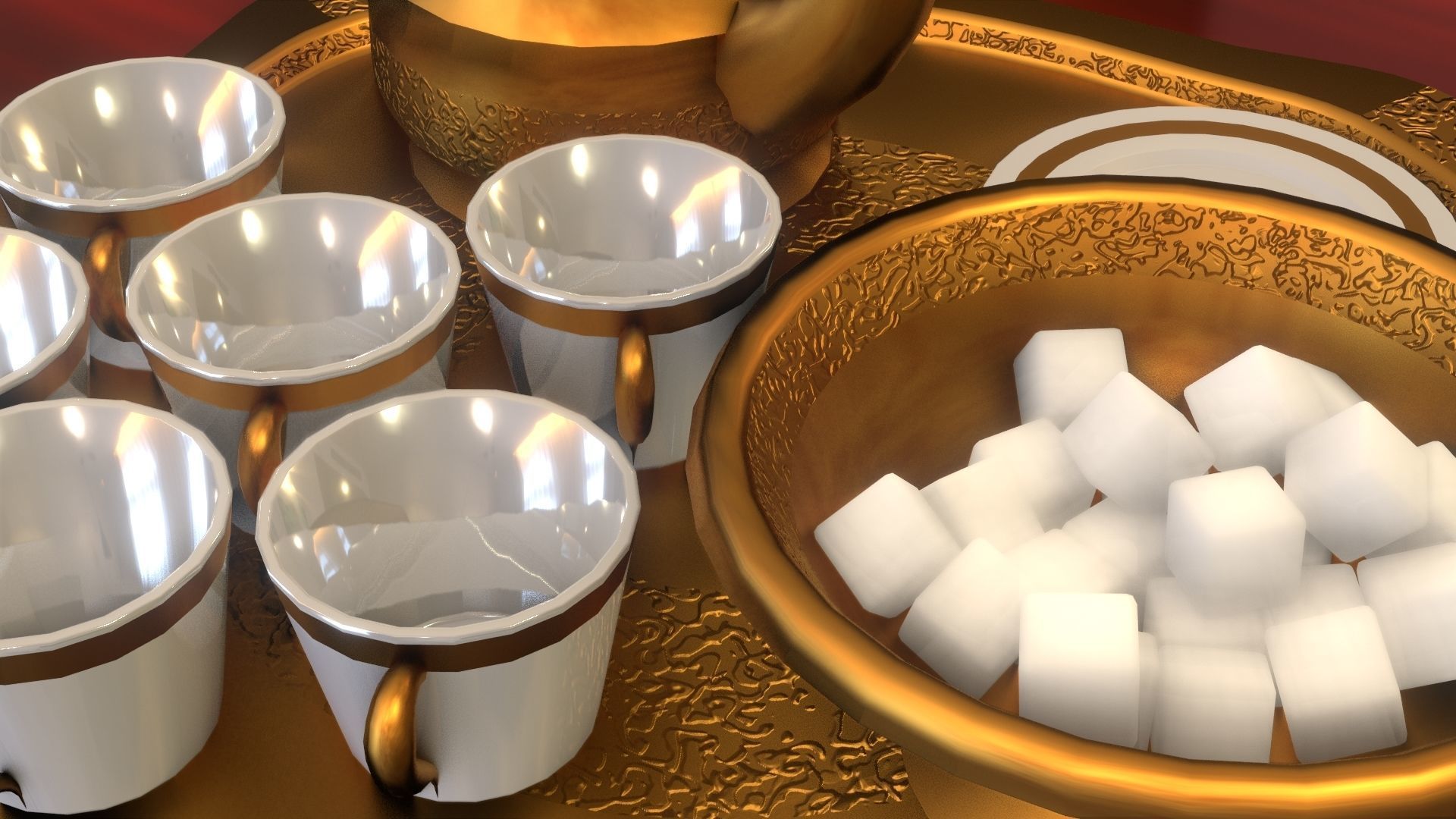 16 Piece Persian Tea Set 3D model_28