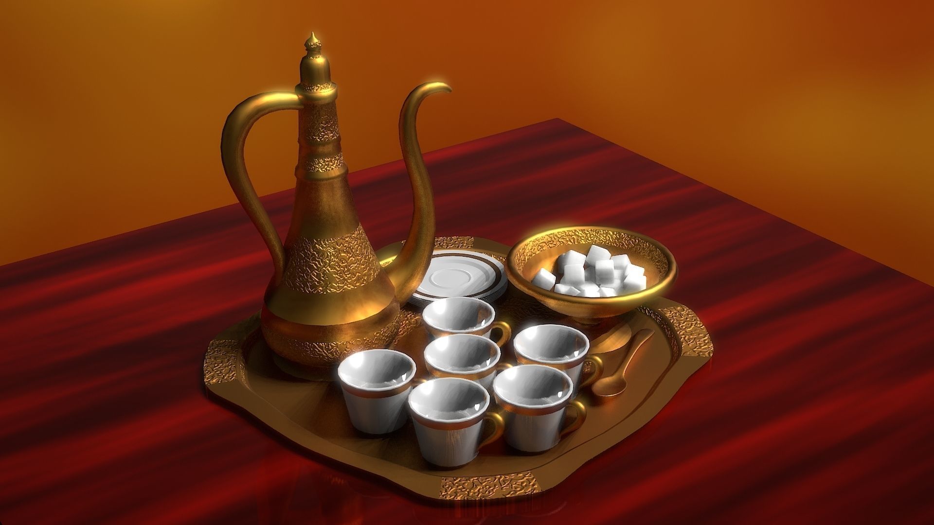 16 Piece Persian Tea Set 3D model_20