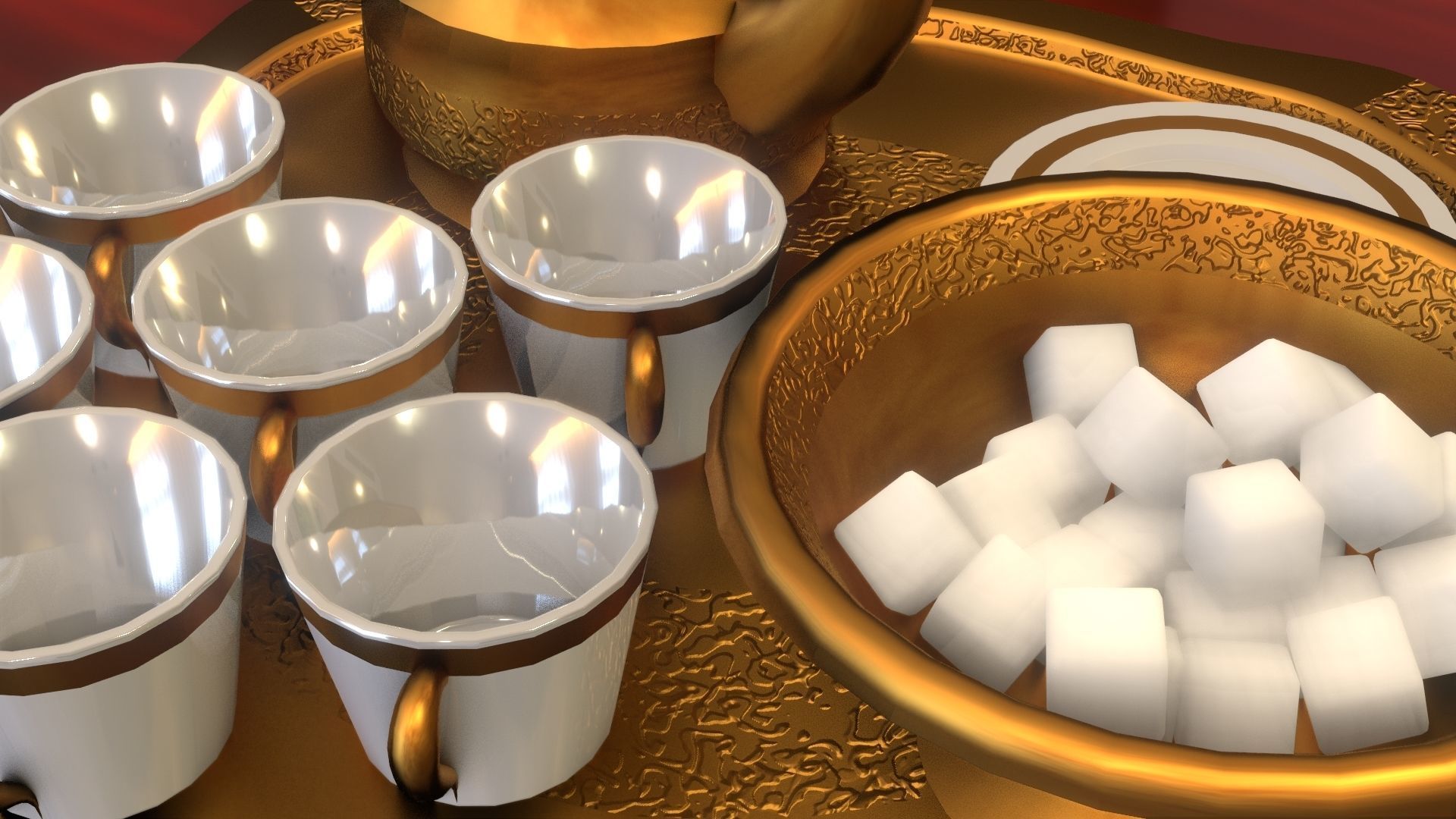 16 Piece Persian Tea Set 3D model_33