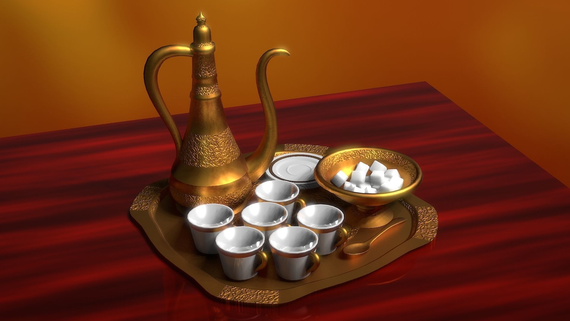 16 Piece Persian Tea Set 3D model_24
