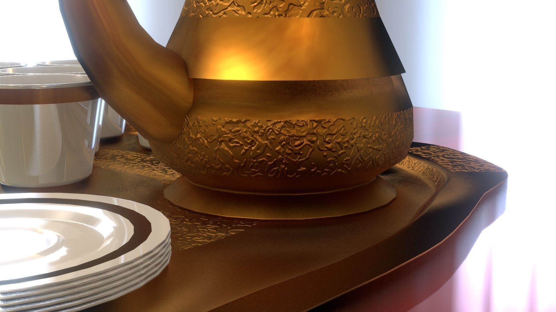 16 Piece Persian Tea Set 3D model_5