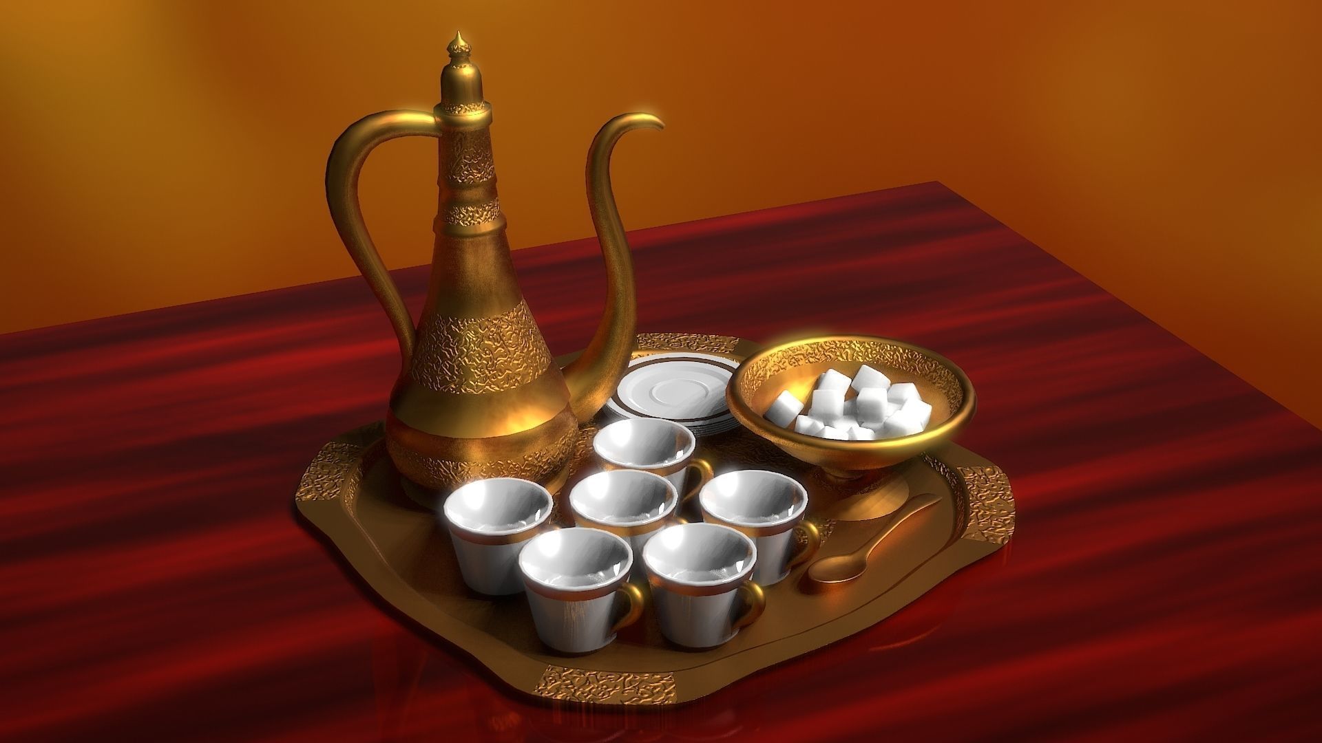 16 Piece Persian Tea Set 3D model_23