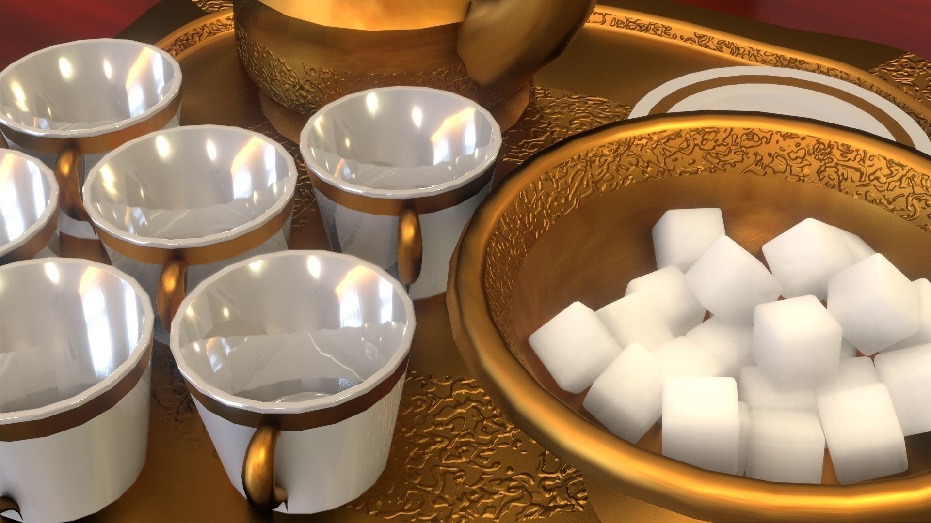 16 Piece Persian Tea Set 3D model_31