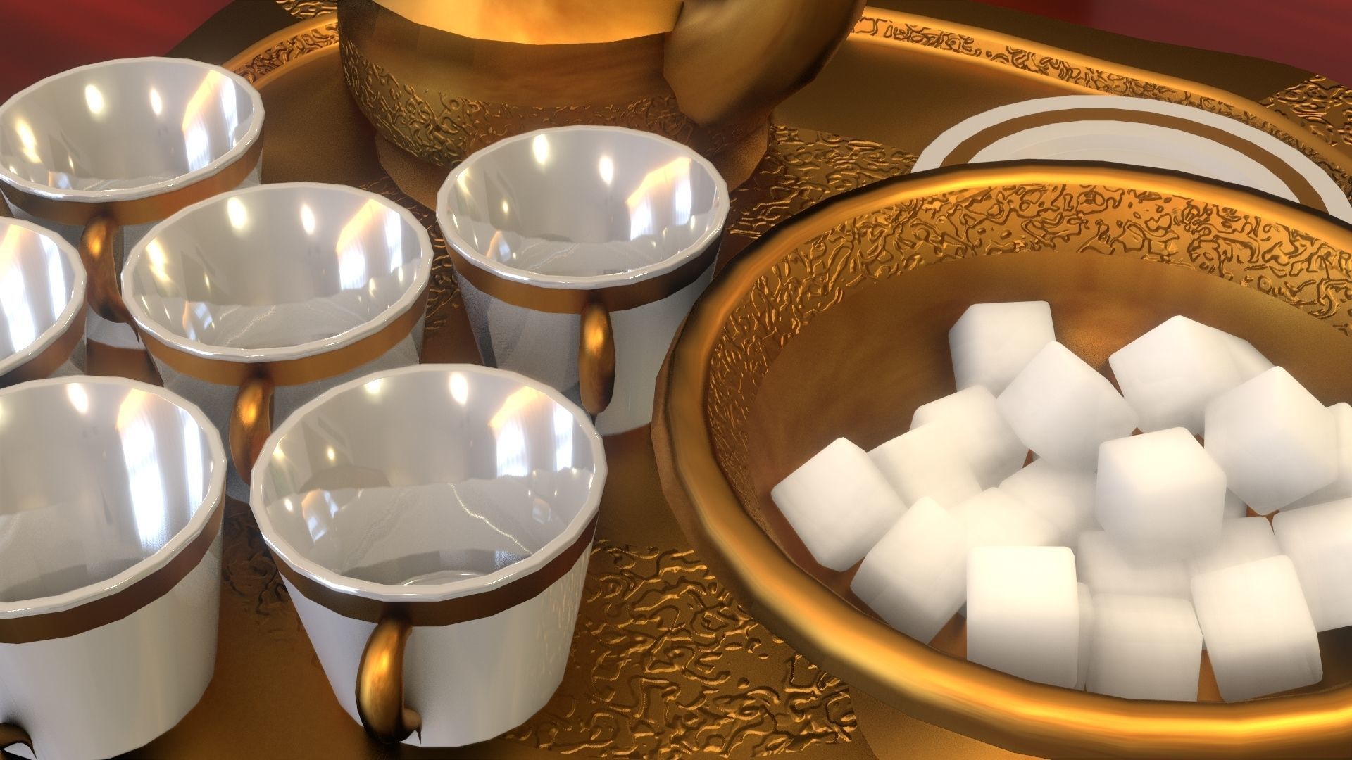 16 Piece Persian Tea Set 3D model_32