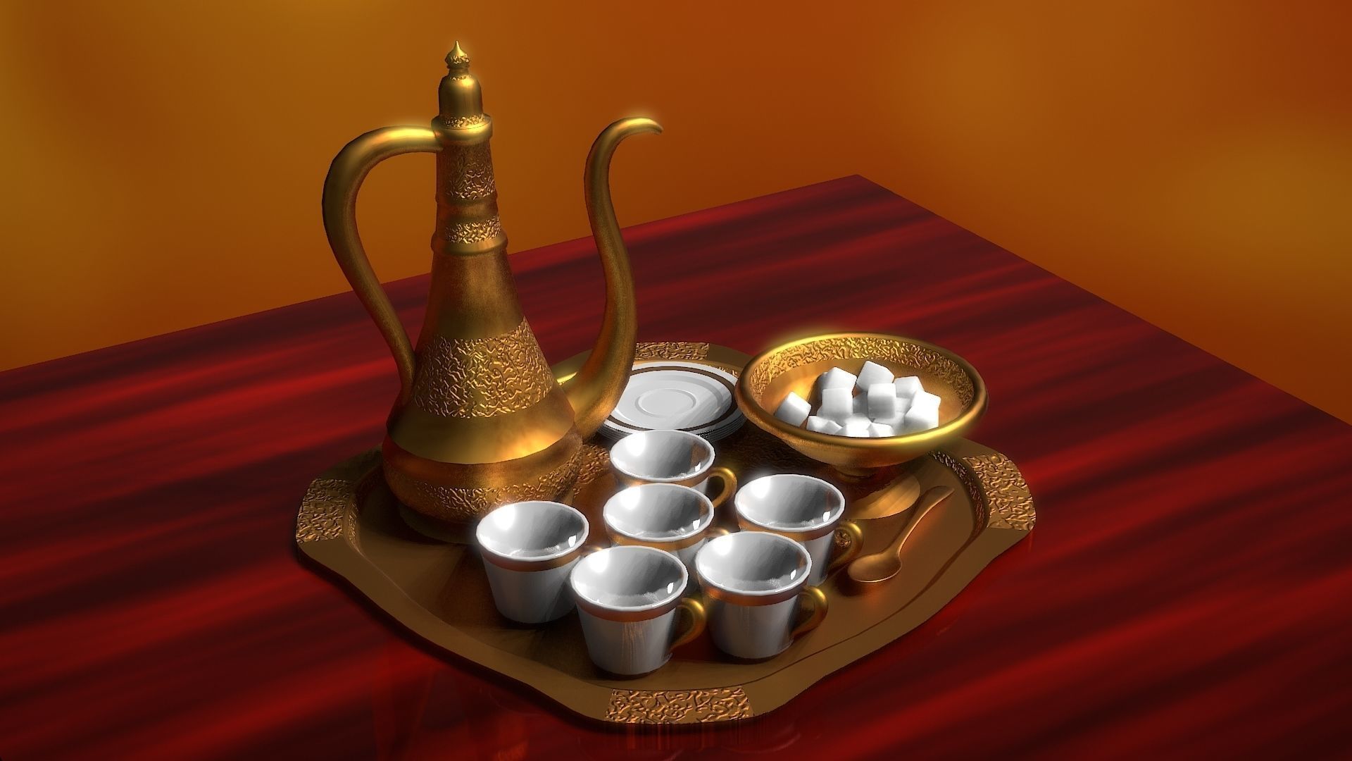 16 Piece Persian Tea Set 3D model_21