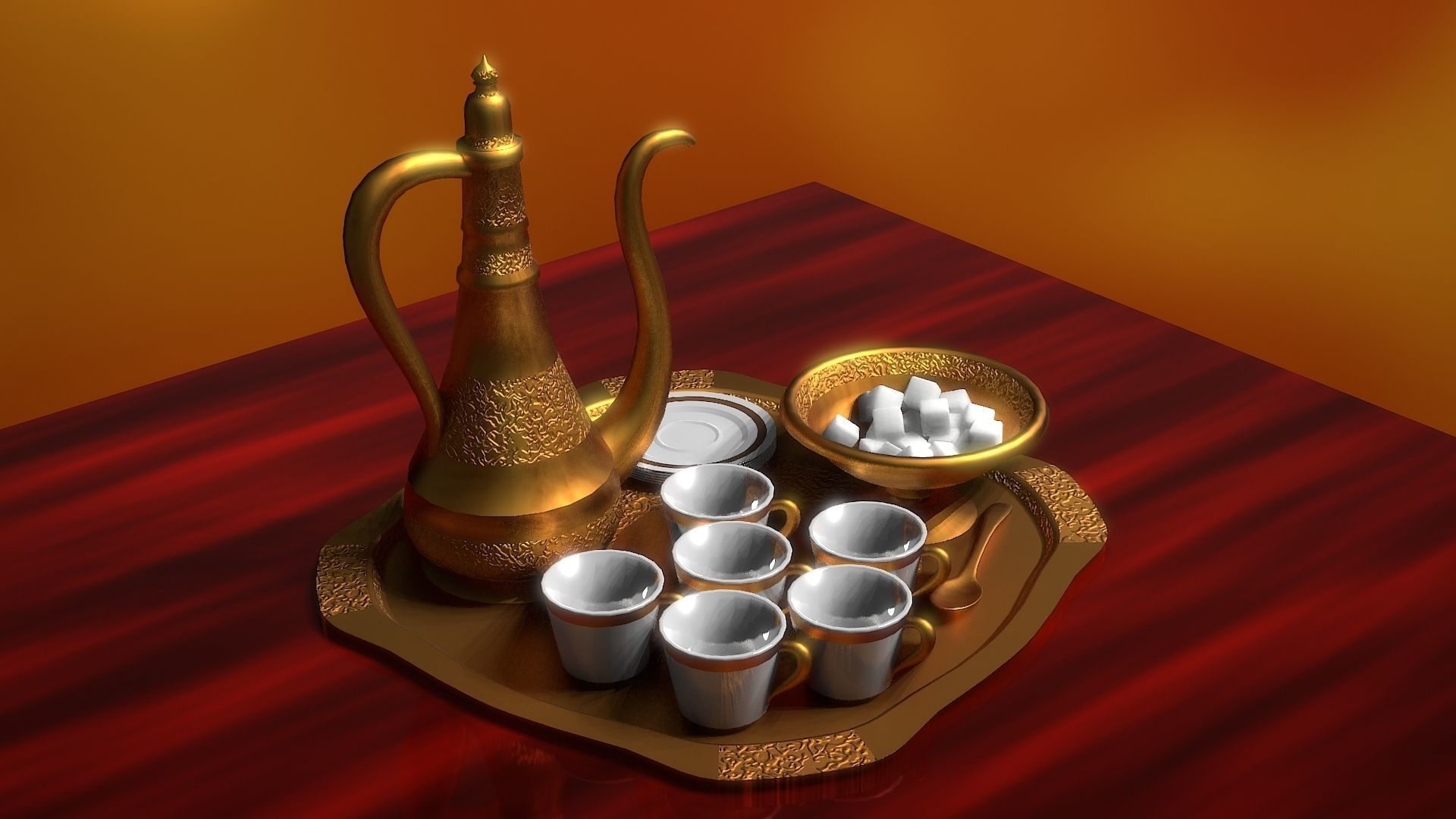 16 Piece Persian Tea Set 3D model_19