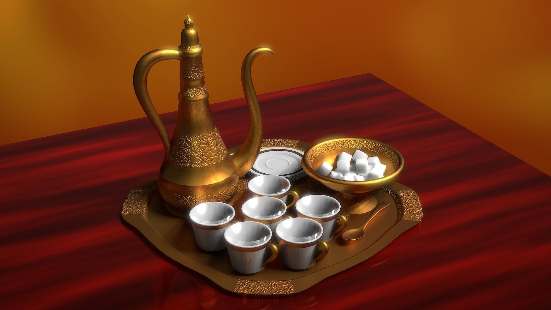 16 Piece Persian Tea Set 3D model_22