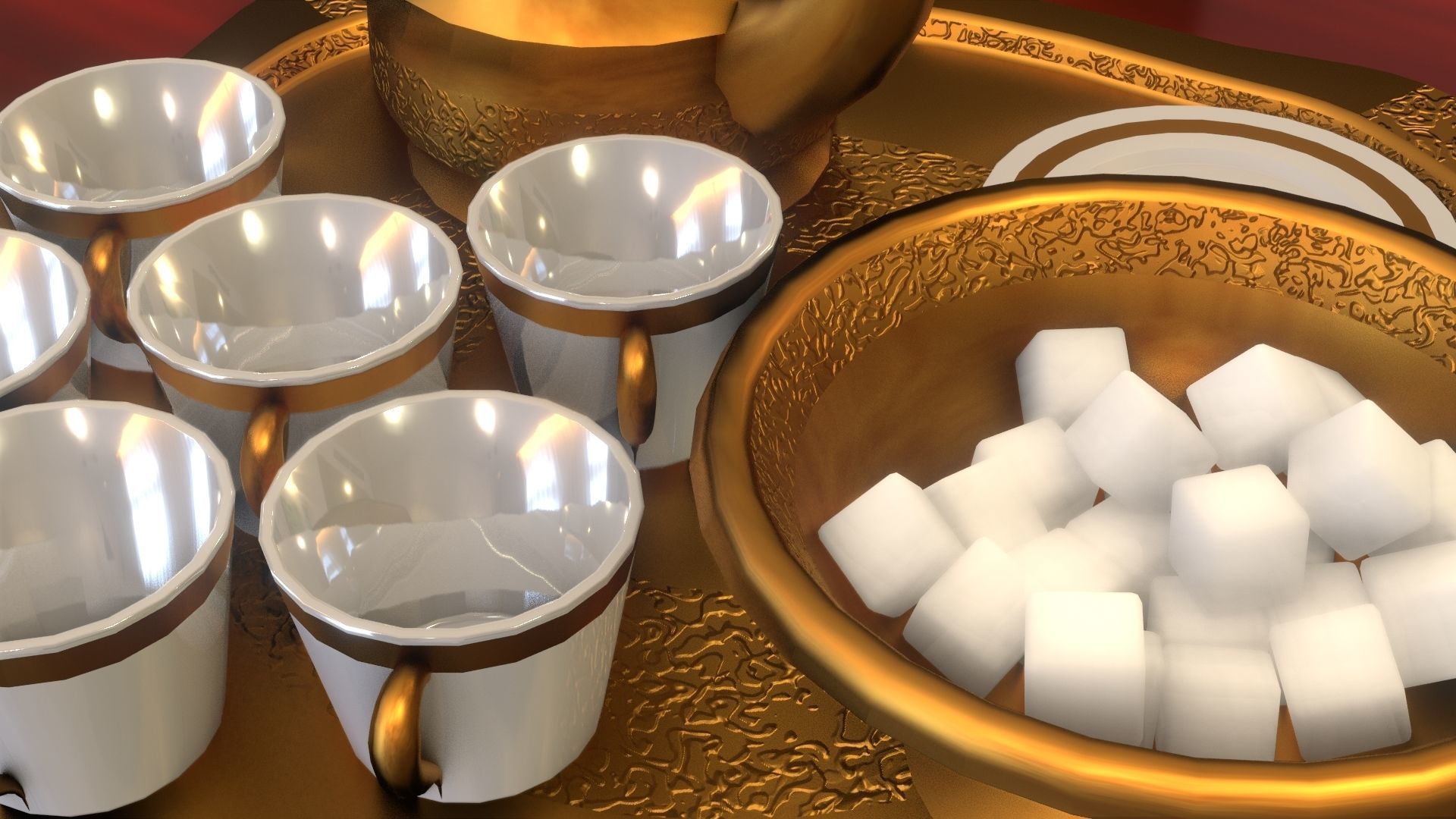 16 Piece Persian Tea Set 3D model_29