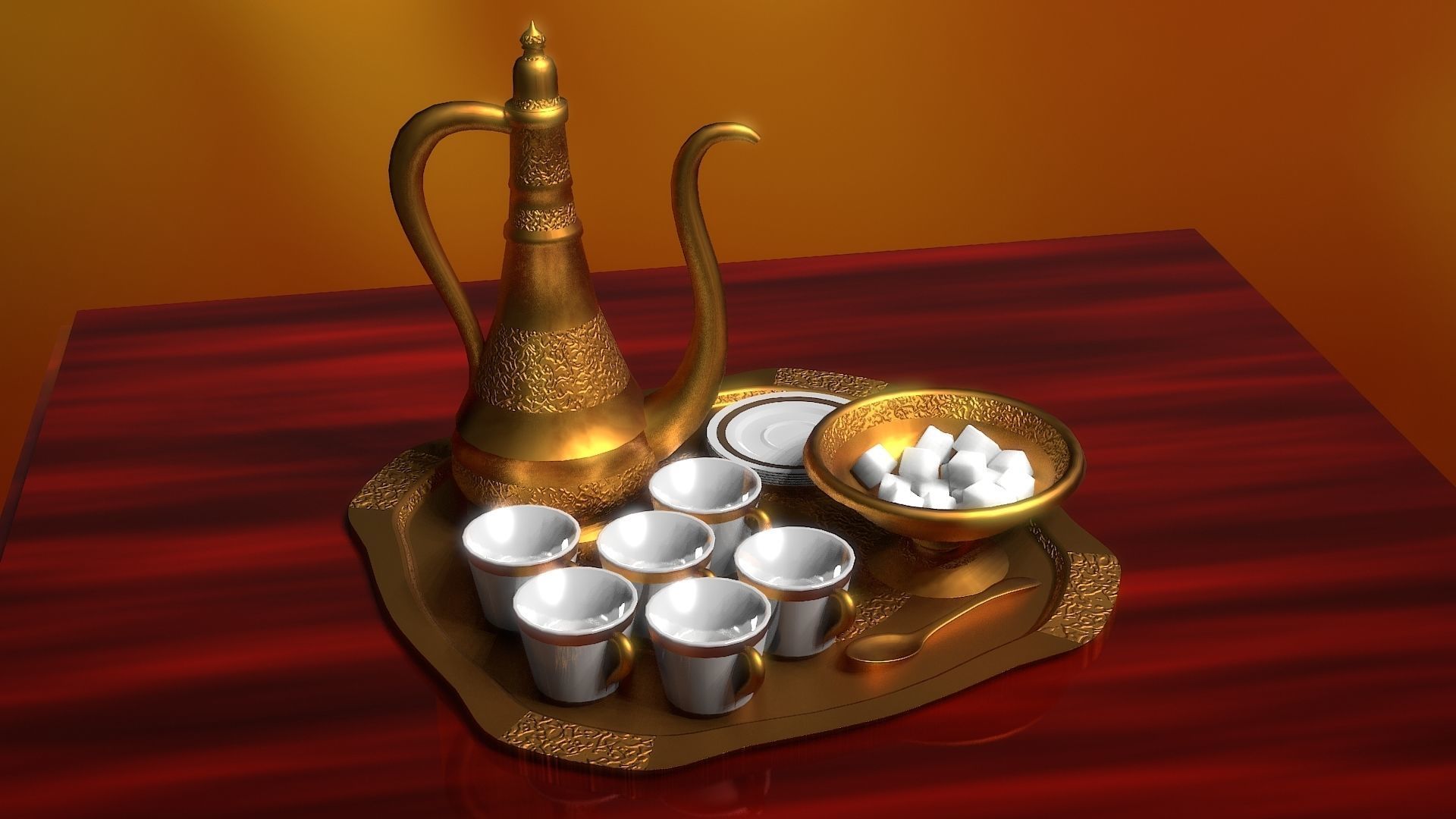 16 Piece Persian Tea Set 3D model_26
