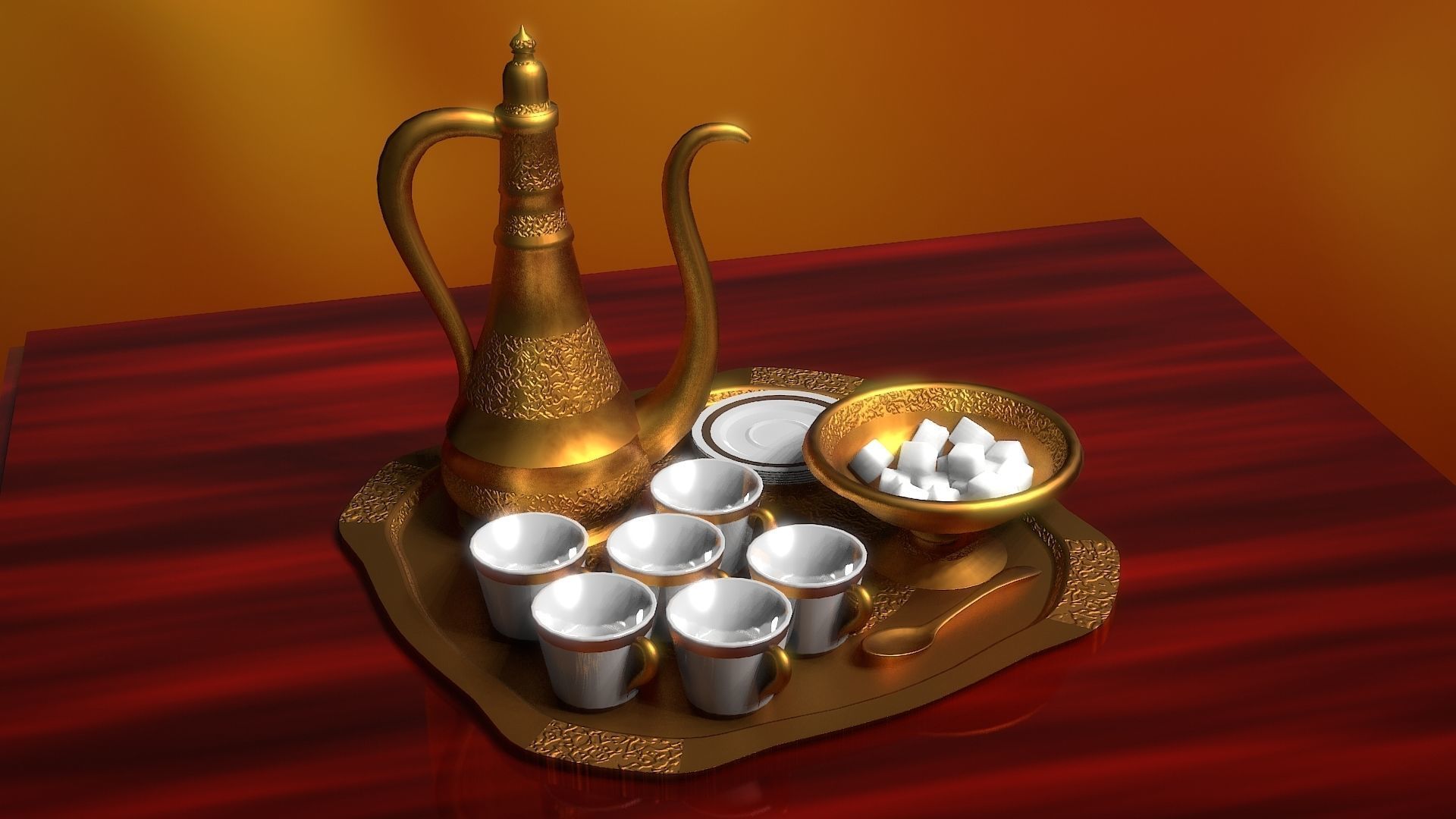 16 Piece Persian Tea Set 3D model_25