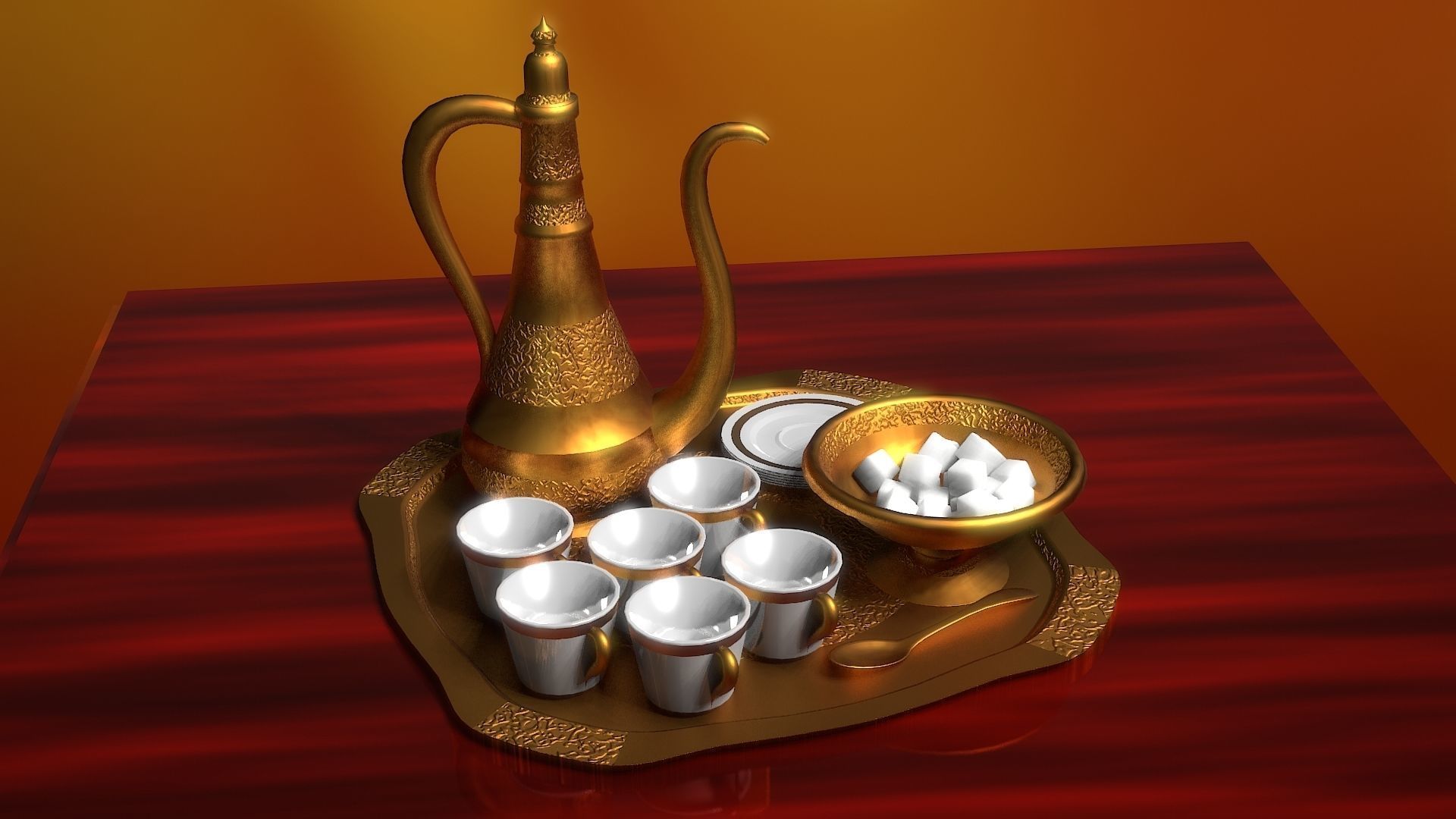16 Piece Persian Tea Set 3D model_27