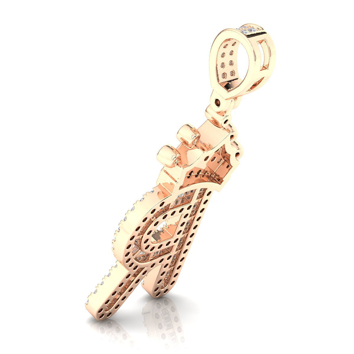 Crown Initial  R  Letter Pendant 3D print model_8