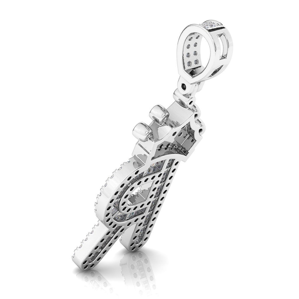 Crown Initial  R  Letter Pendant 3D print model_7