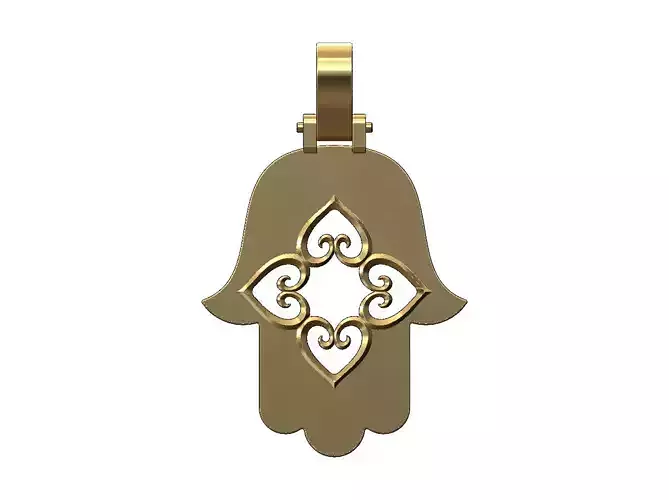 Floral heart square ornament Hamssa pendant