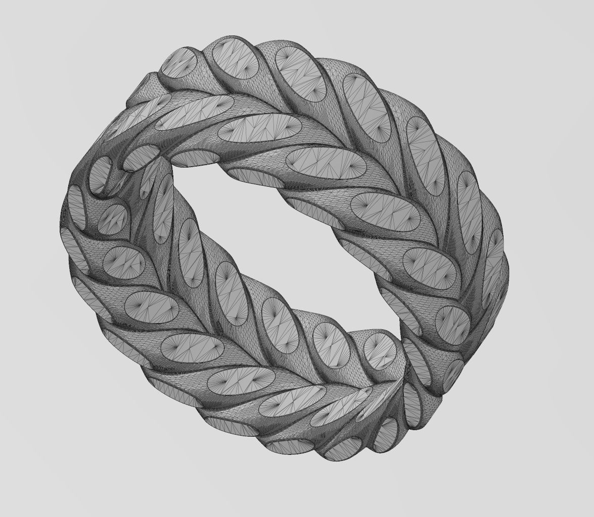 Wide double row faceted wire band Us sizes 6to11 3D print model_13