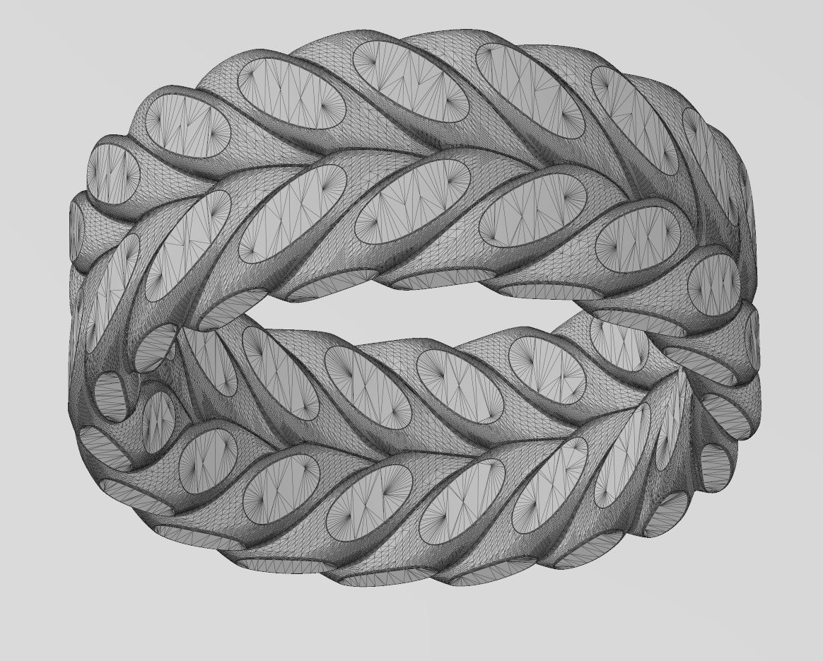 Wide double row faceted wire band Us sizes 6to11 3D print model_14