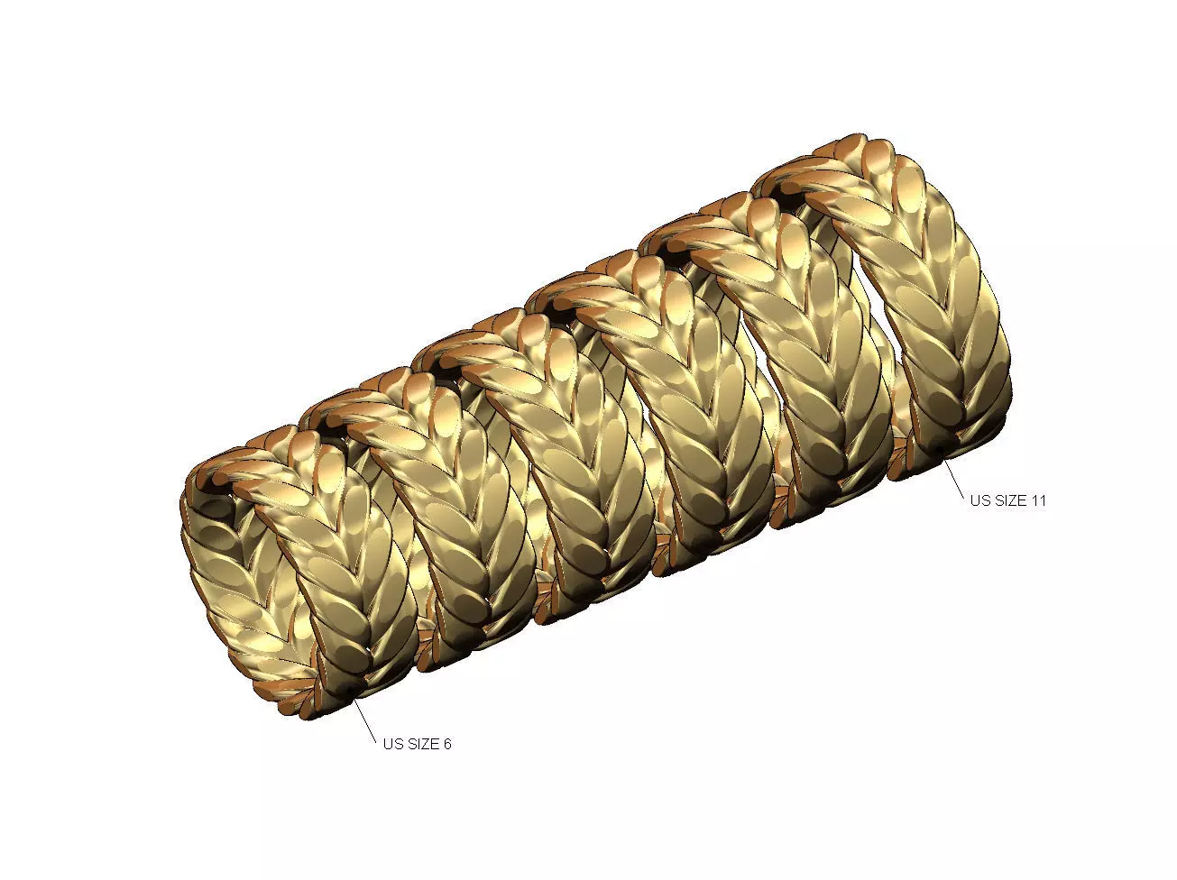 Wide double row faceted wire band Us sizes 6to11 3D print model_0