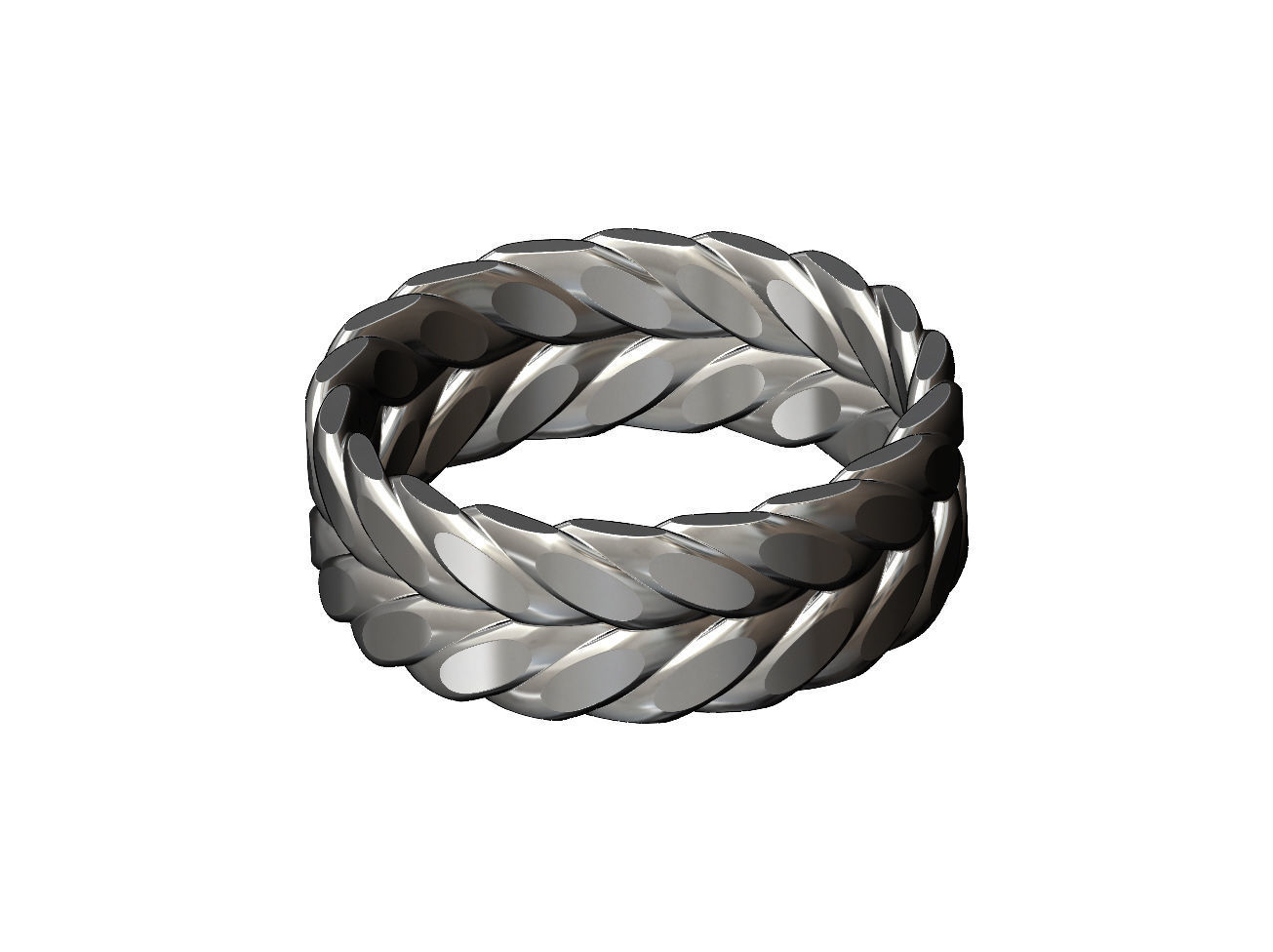 Wide double row faceted wire band Us sizes 6to11 3D print model_9