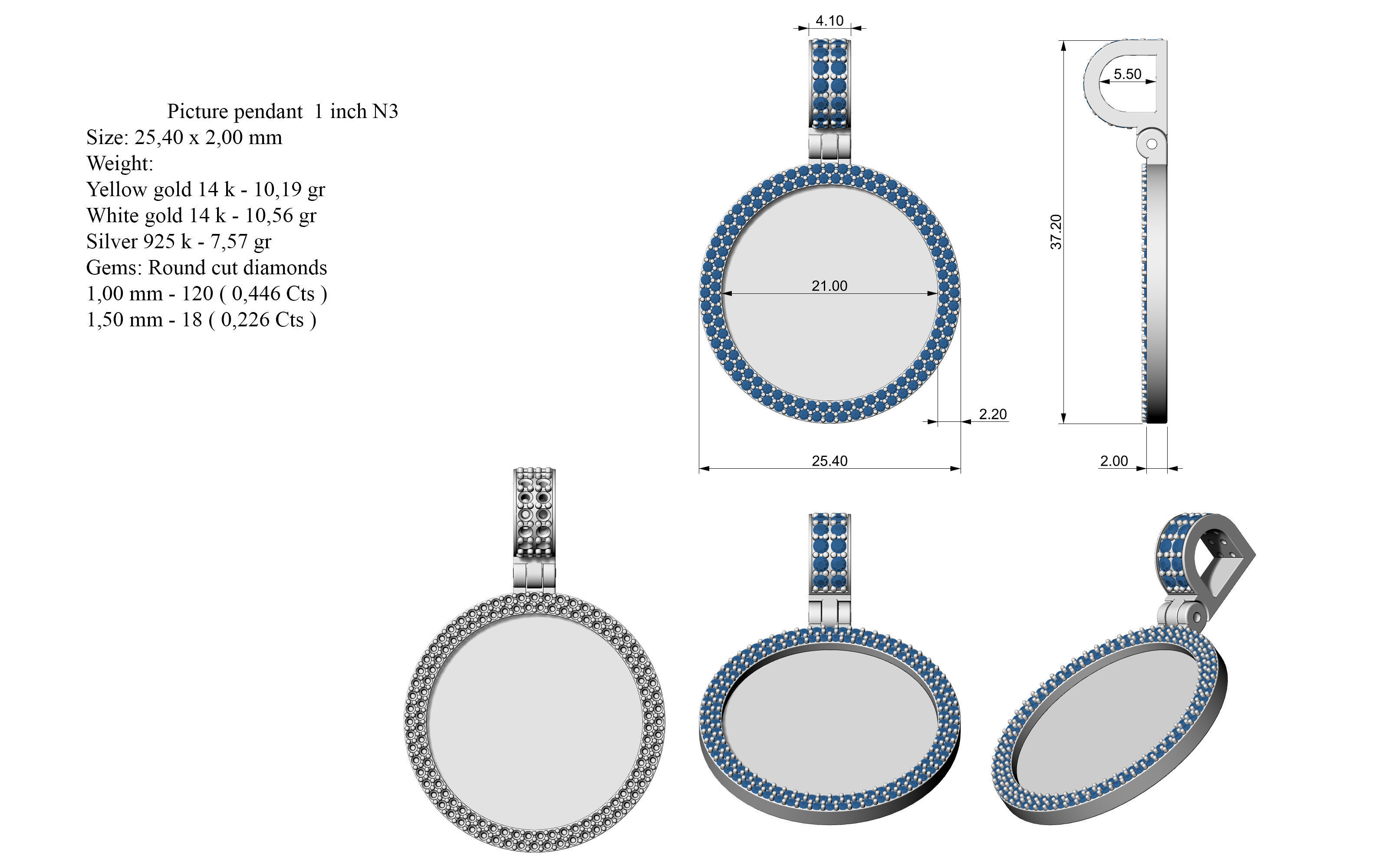 Picture pendant 1-2 inch N 3 3D print model_9
