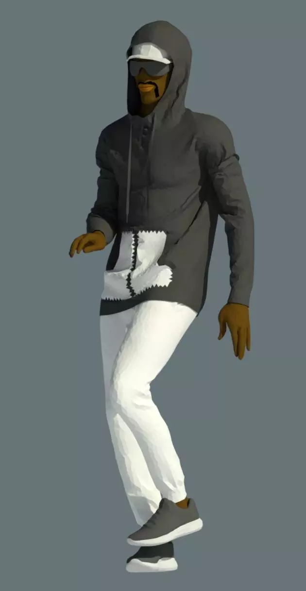   3D African hip hop dancer rfa and rvt model 3D model_0