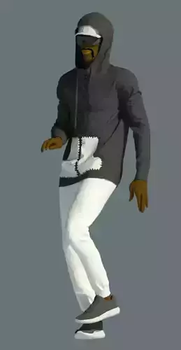   3D African hip hop dancer rfa and rvt model