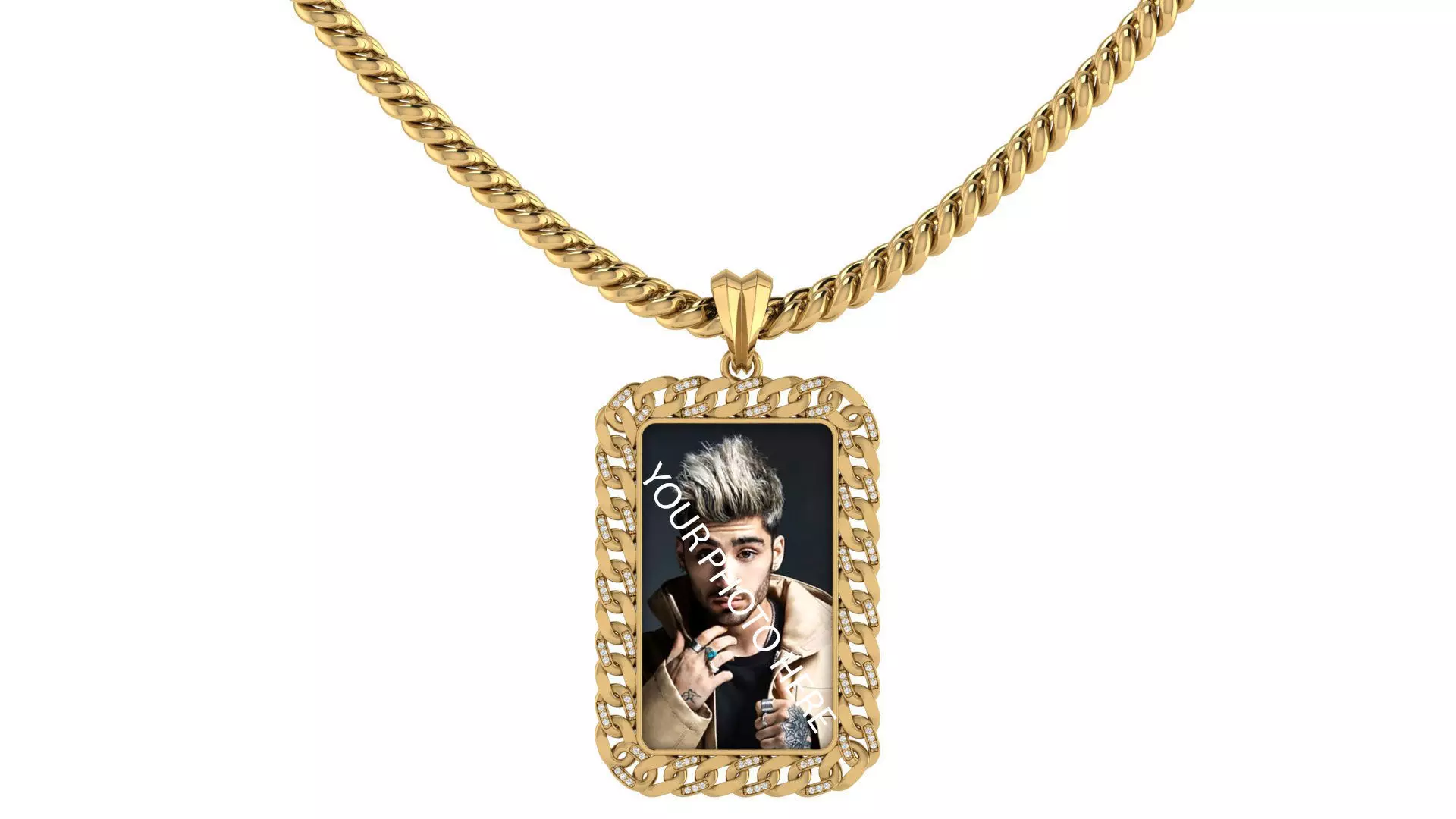 Custom Cuban Chain Photo Picture Pendant  3D print model_0