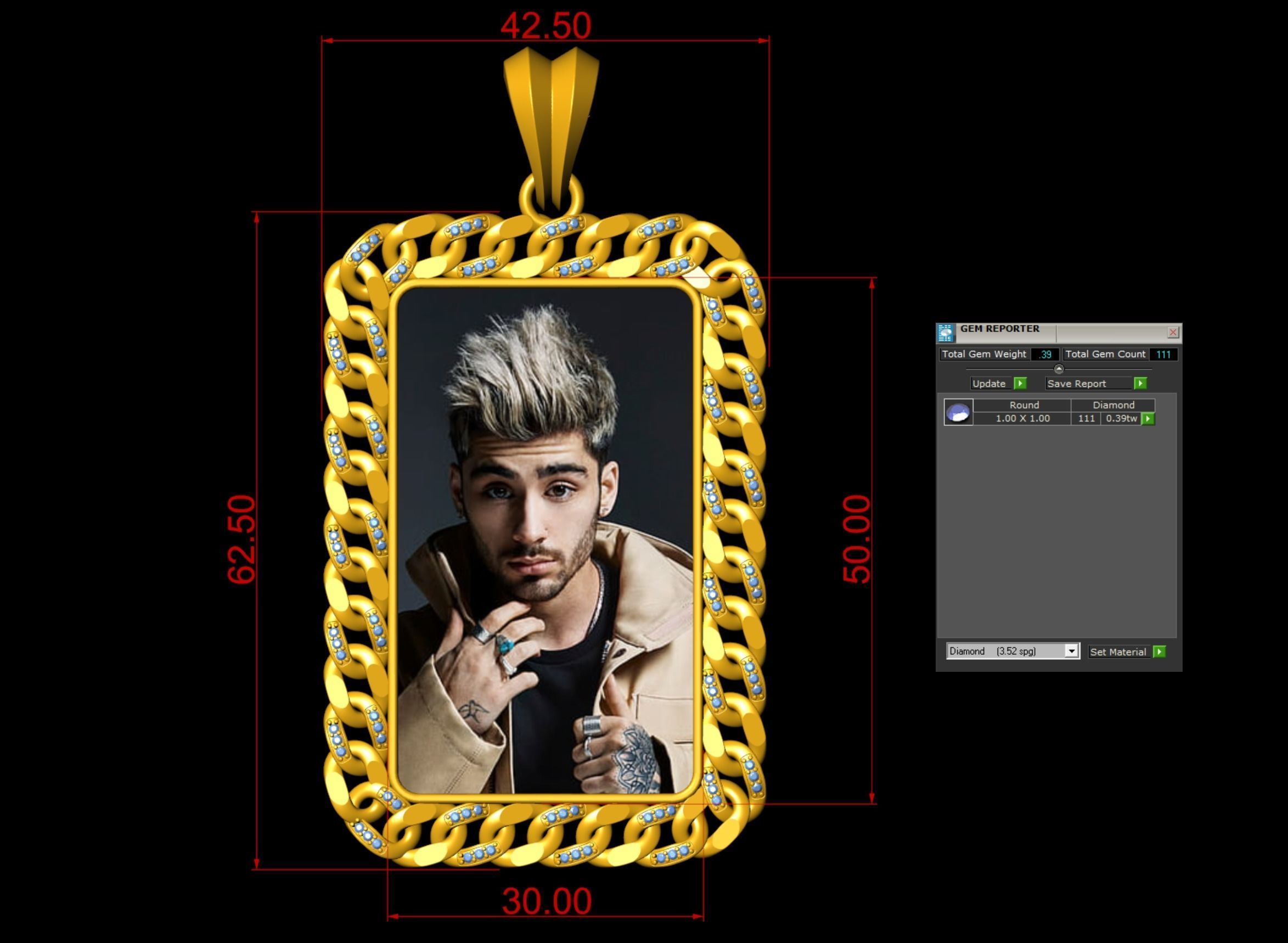 Custom Cuban Chain Photo Picture Pendant  3D print model_4